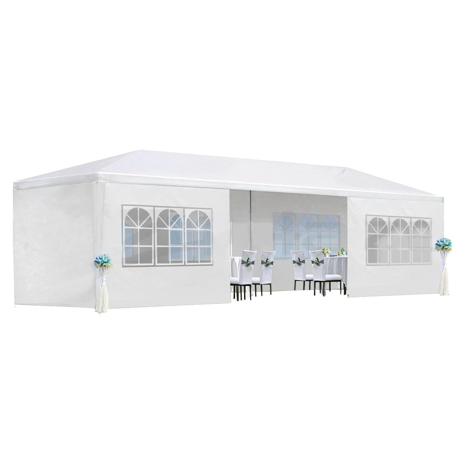 Carpa de Fiesta Exterior Mochalight 10x6m Impermeable con Ventanas