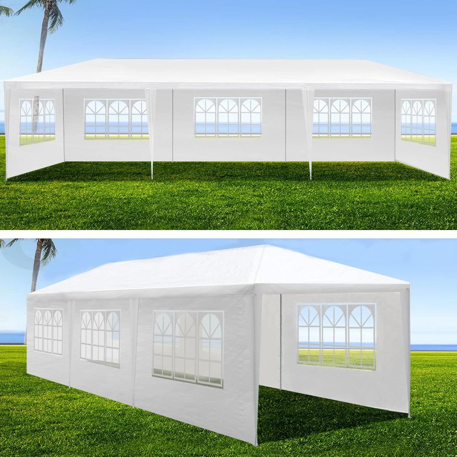 Carpa de Fiesta Exterior Mochalight 10x6m Impermeable con Ventanas