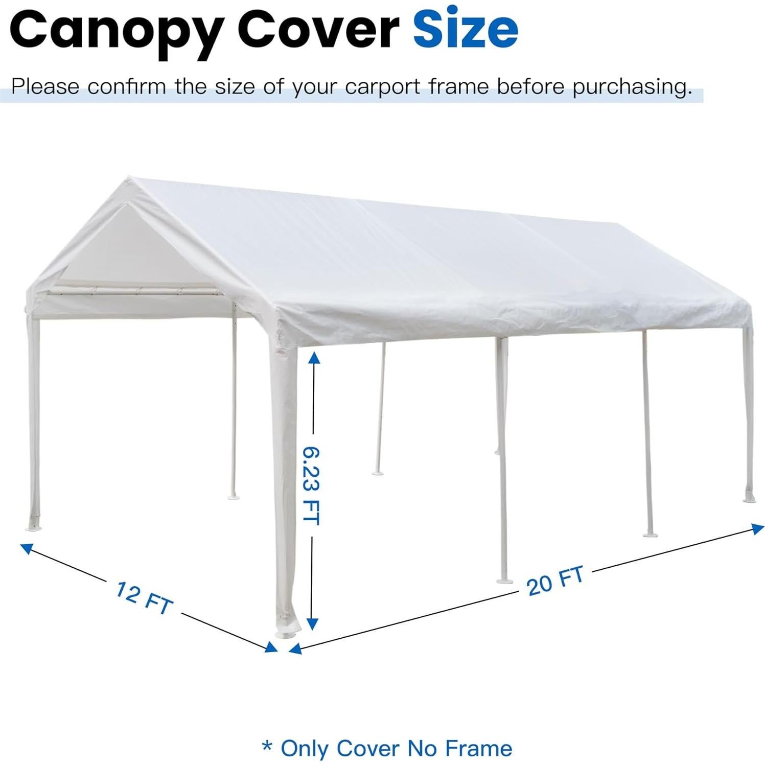 Cubierta de Reemplazo para Carpa Covall 12x6m Impermeable Blanca