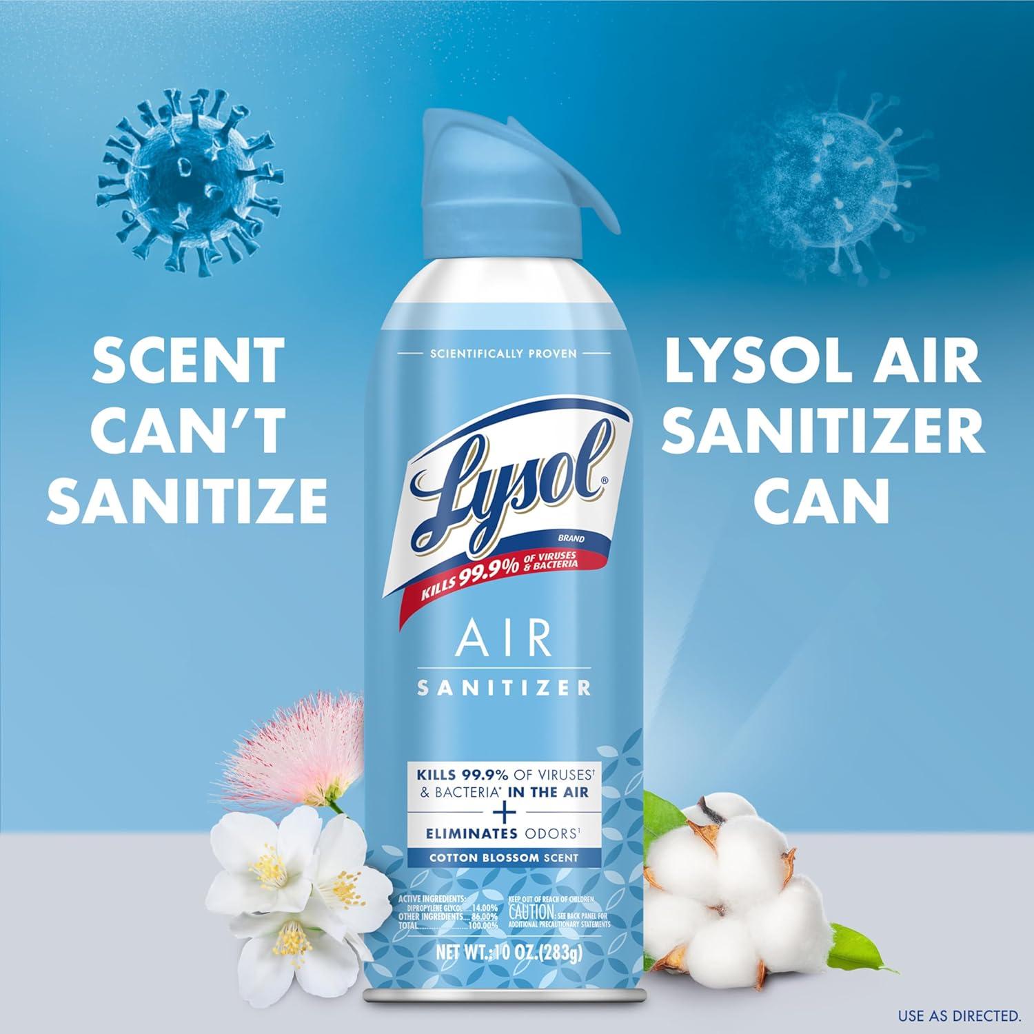 Spray Desinfectante de Aire Lysol 10 oz Flor de Algodón Pack 3