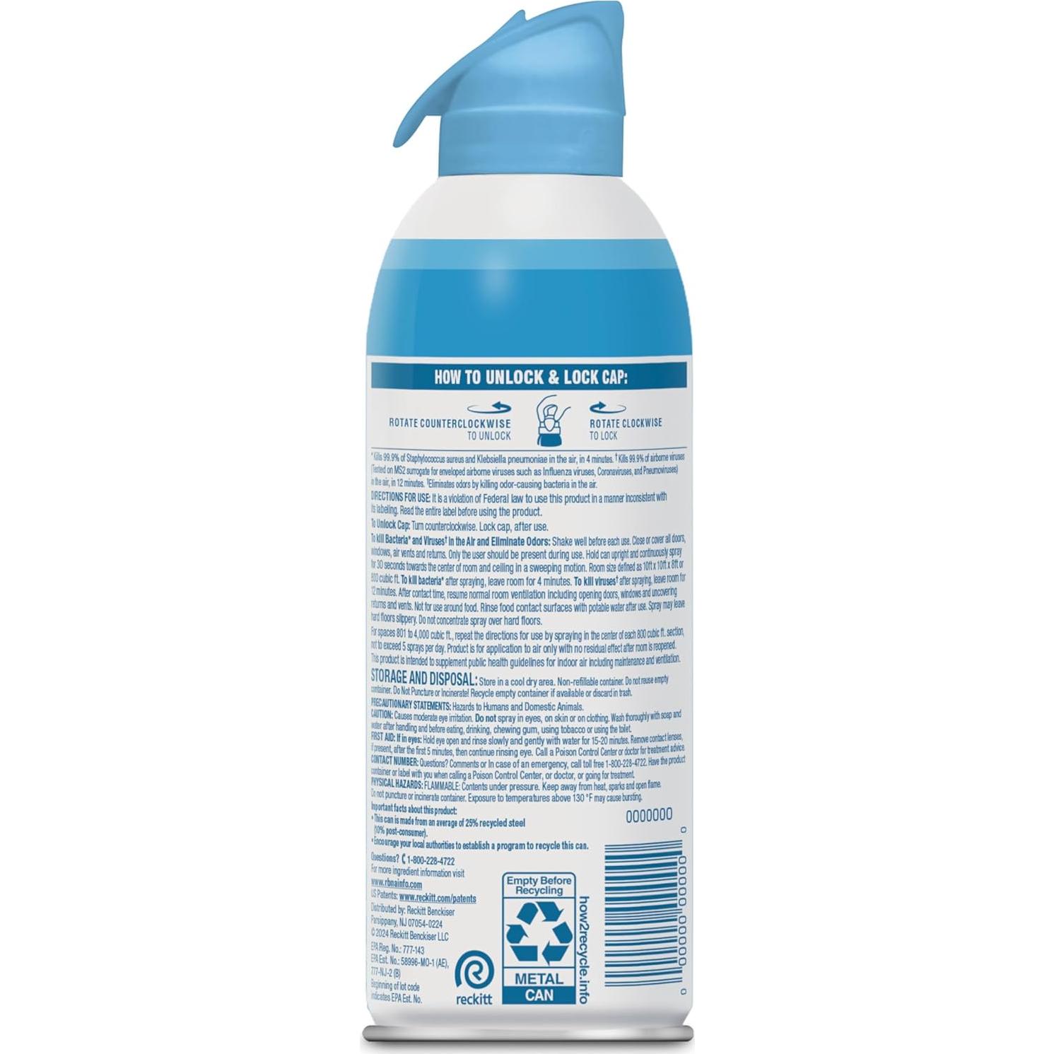 Spray Desinfectante de Aire Lysol 10 oz Flor de Algodón Pack 3
