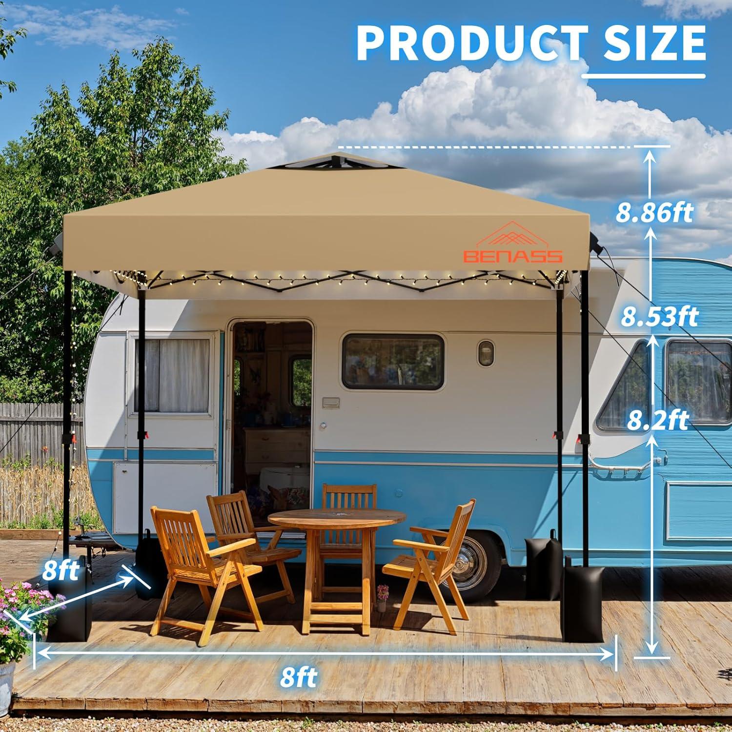 Toldo Plegable 2.44x2.44m Benass Caqui Impermeable