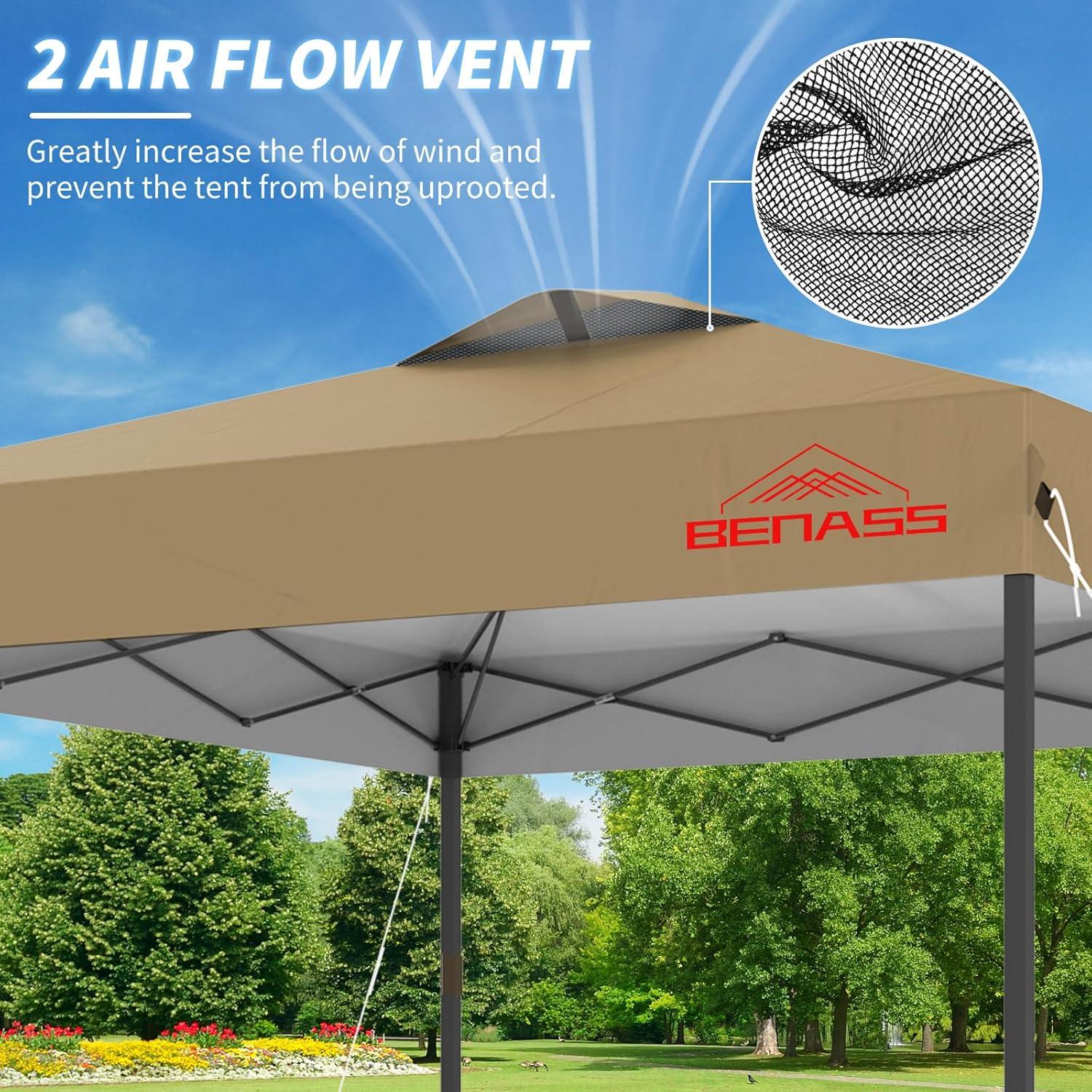 Toldo Plegable 2.44x2.44m Benass Caqui Impermeable