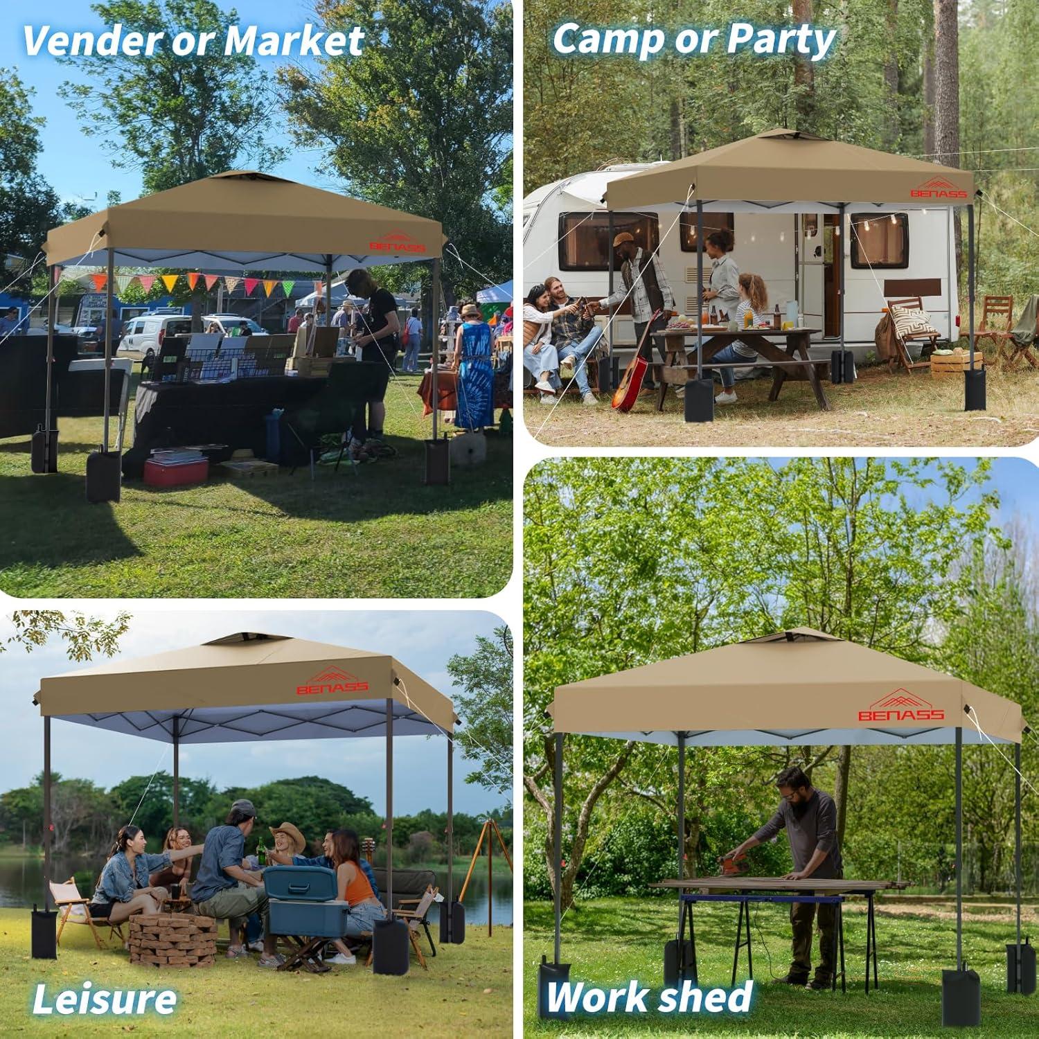 Toldo Plegable 2.44x2.44m Benass Caqui Impermeable