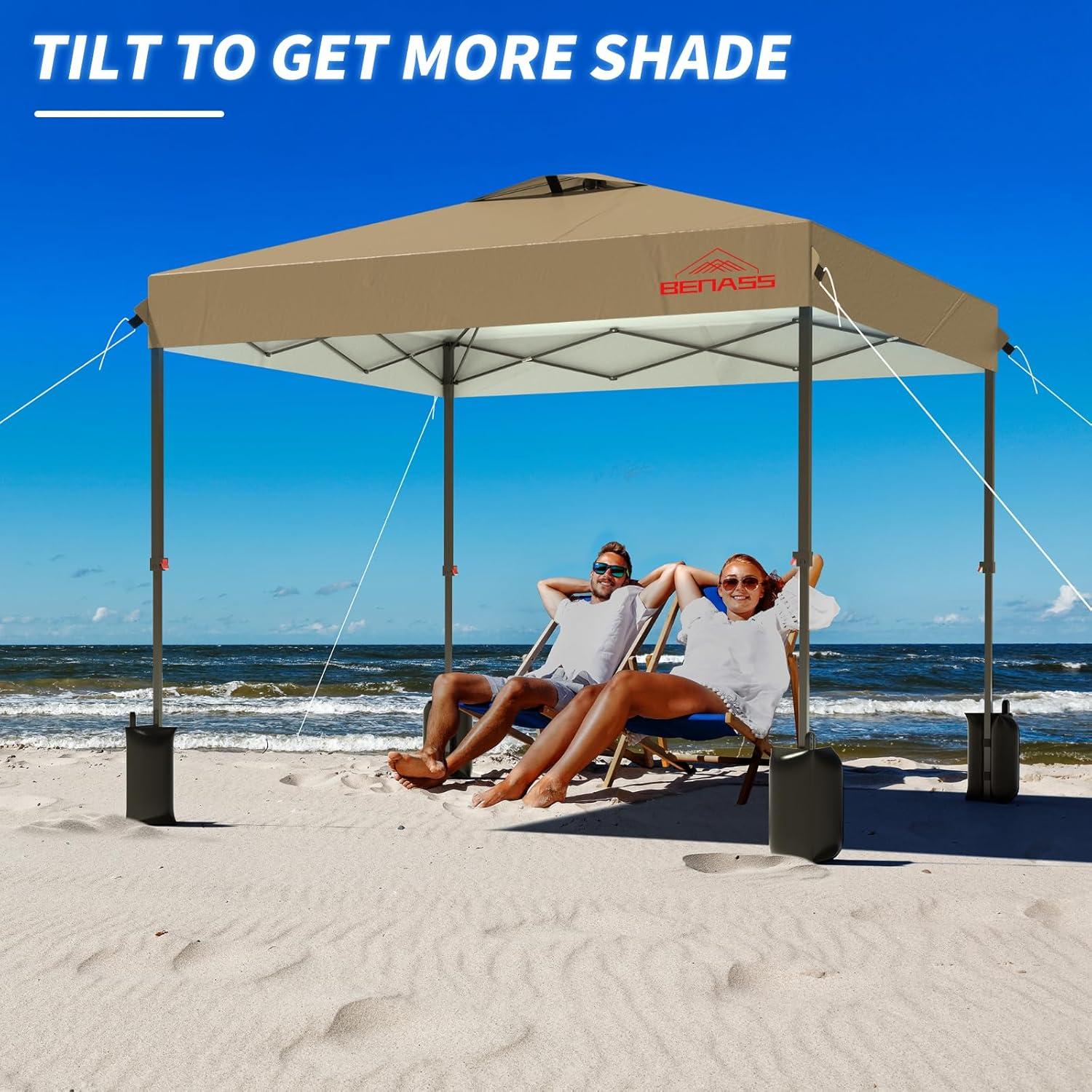 Toldo Plegable 2.44x2.44m Benass Caqui Impermeable