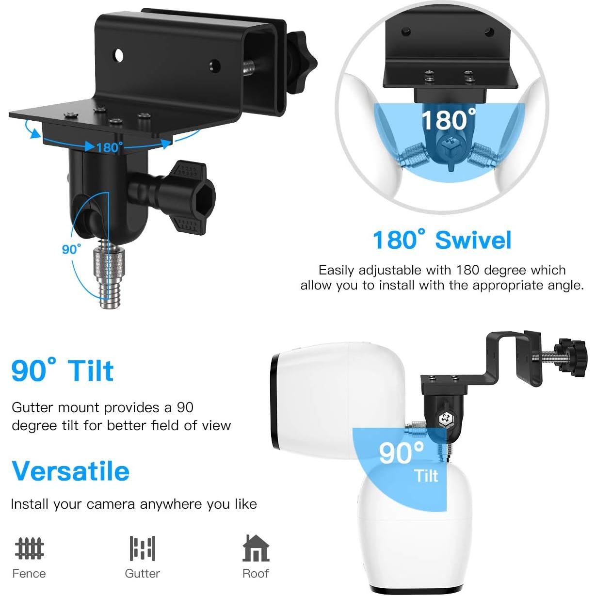 Soporte de canalón HOLACA para cámaras Arlo y eufyCam - 2 Paquetes
