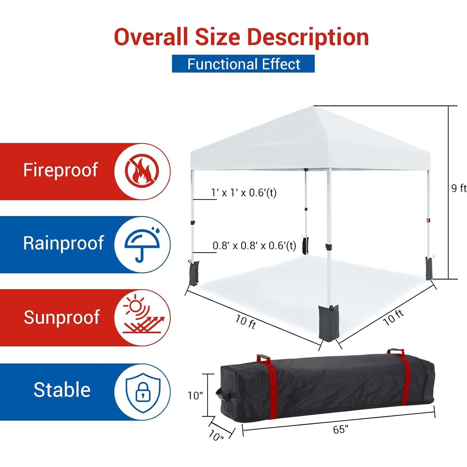 Carpa Plegable PeakPursuit 3x3m Blanca con Altura Ajustable