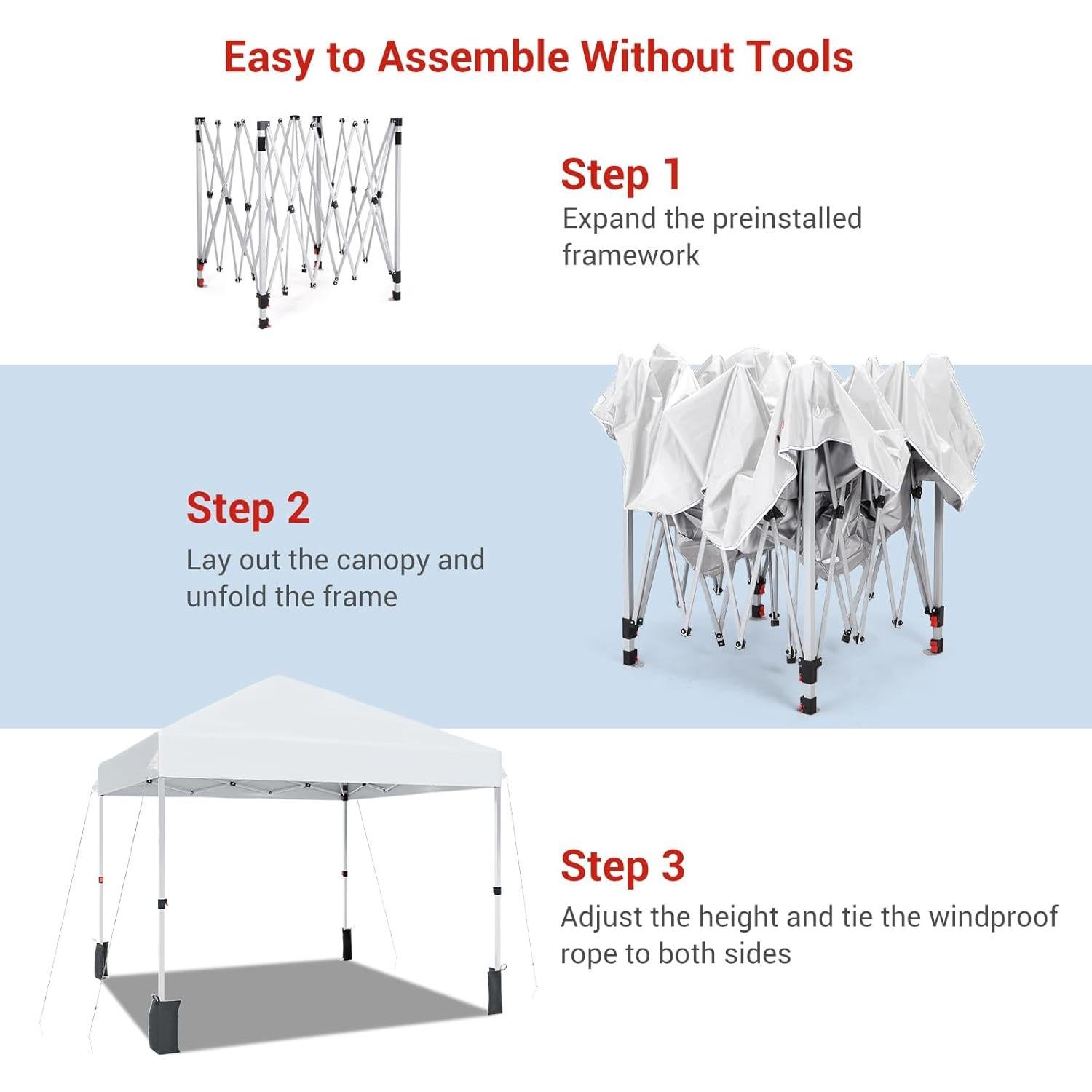 Carpa Plegable PeakPursuit 3x3m Blanca con Altura Ajustable