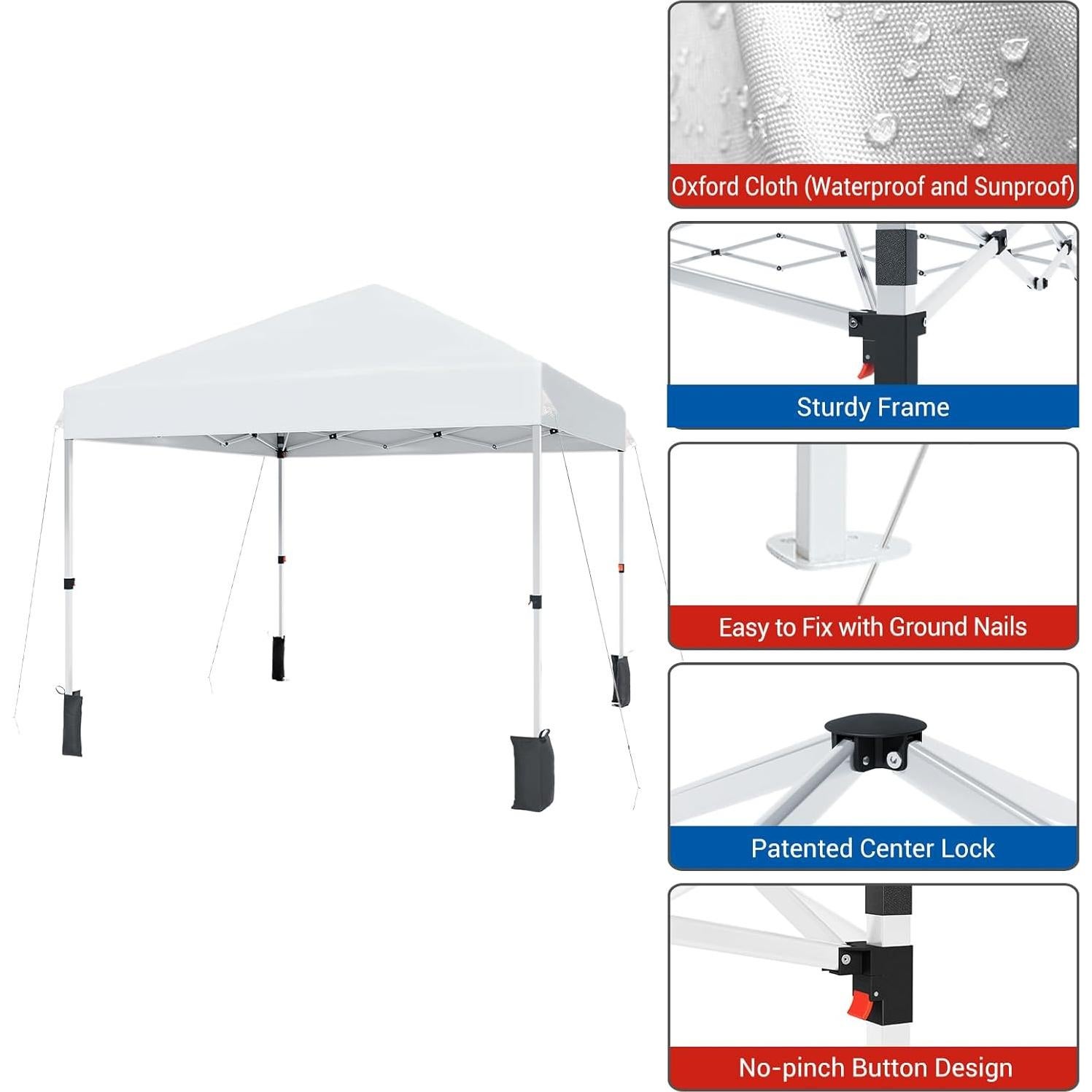 Carpa Plegable PeakPursuit 3x3m Blanca con Altura Ajustable