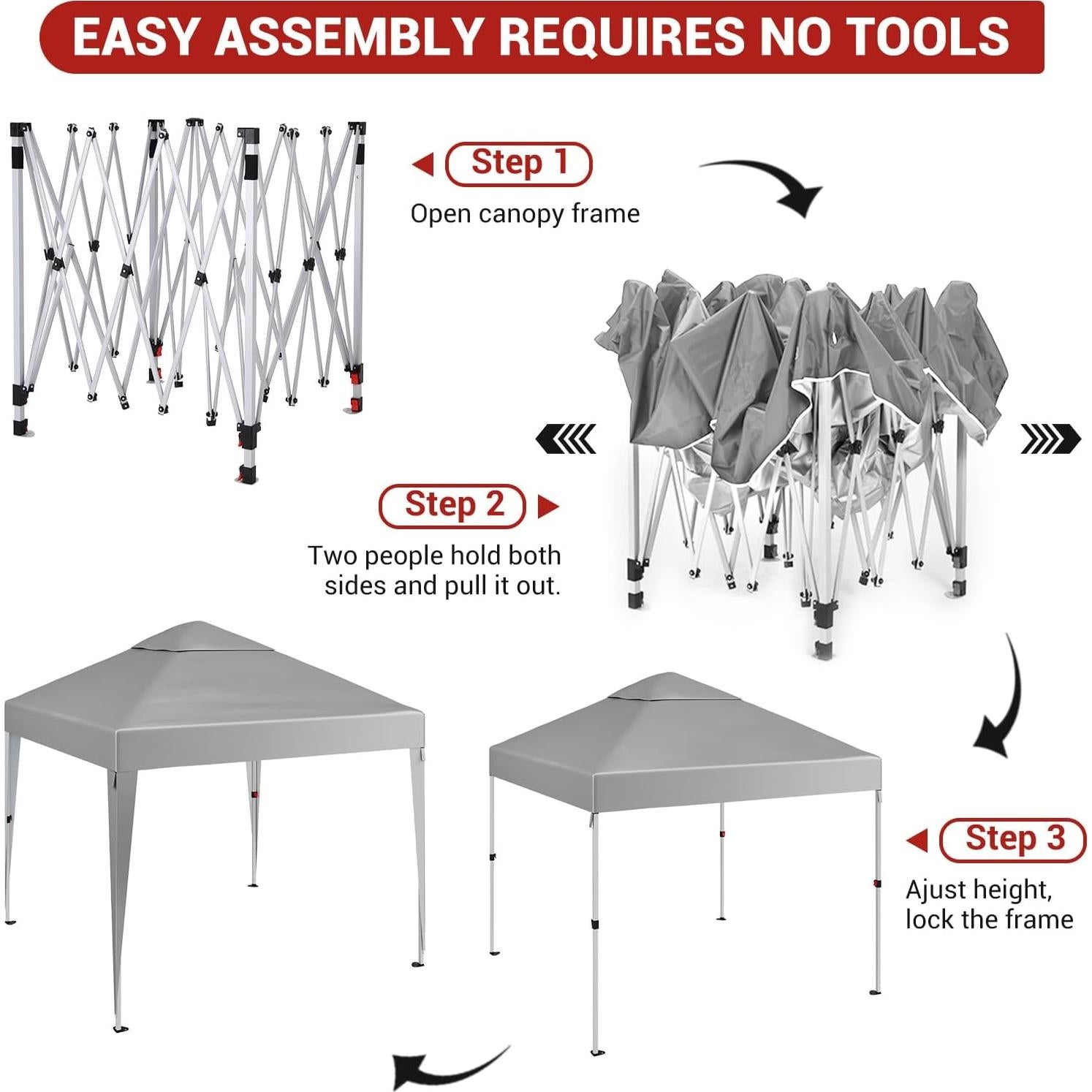 Carpa Plegable 3x3m Garvee con 1 Pared Lateral y Bolsa