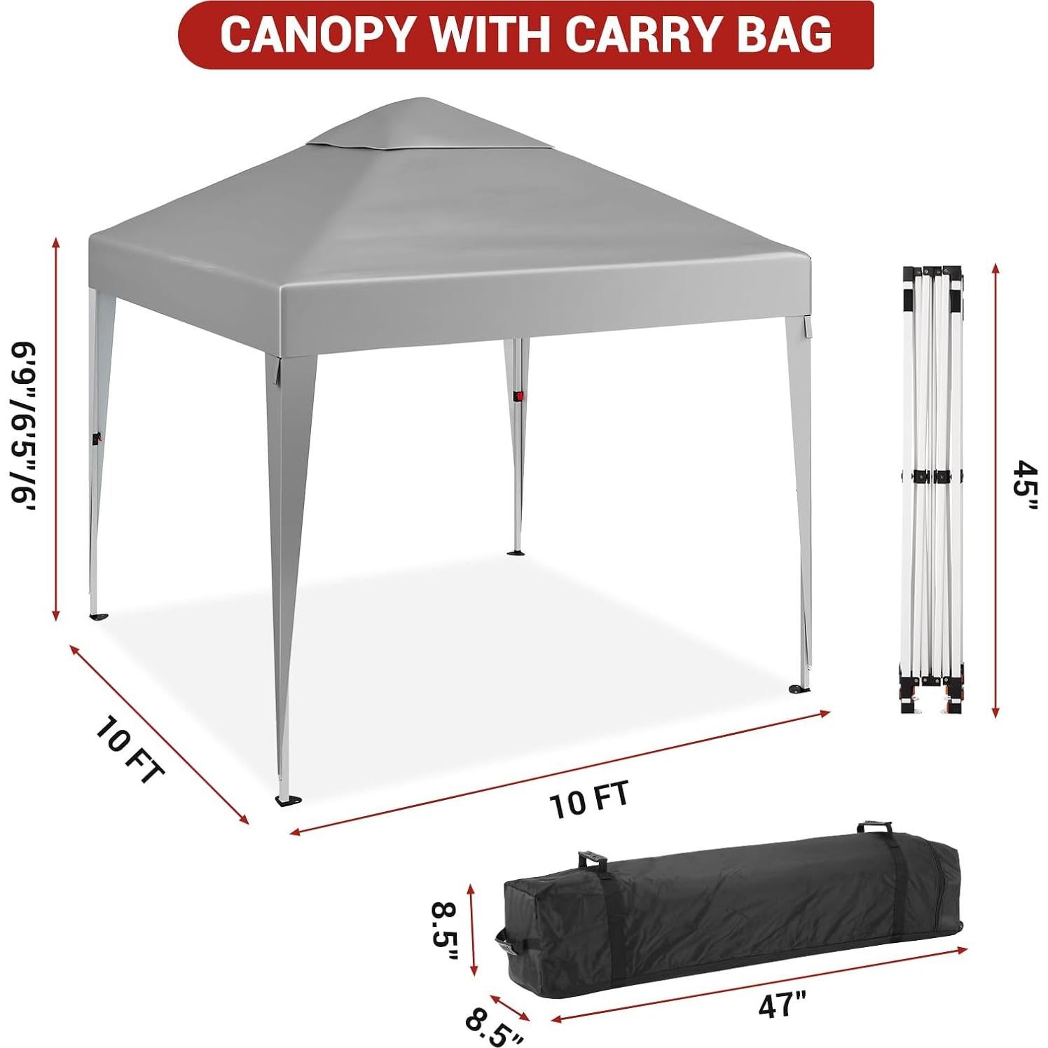 Carpa Plegable 3x3m Garvee con 1 Pared Lateral y Bolsa