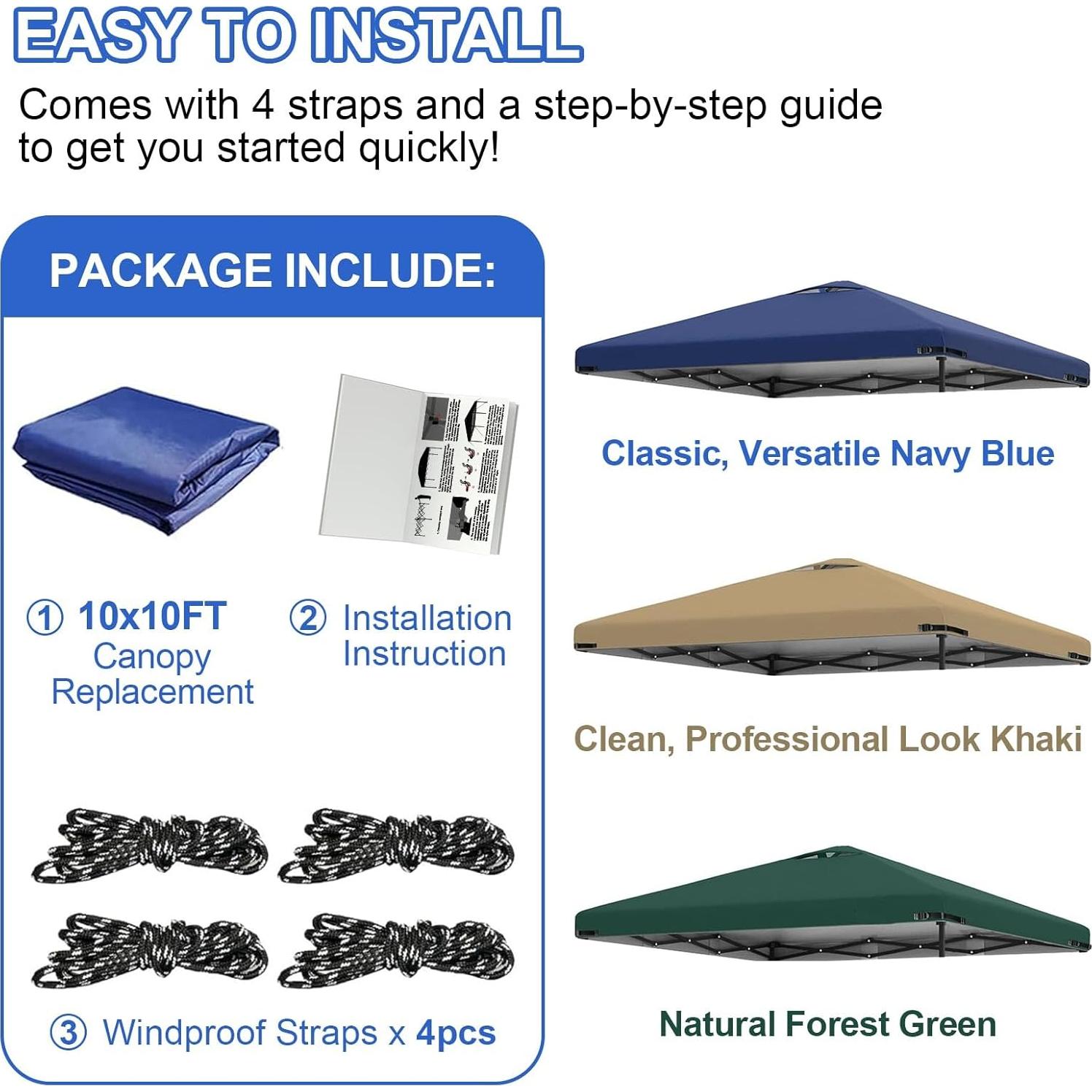 Cubierta de Reemplazo 10x10 VIDUTC Impermeable UV Azul