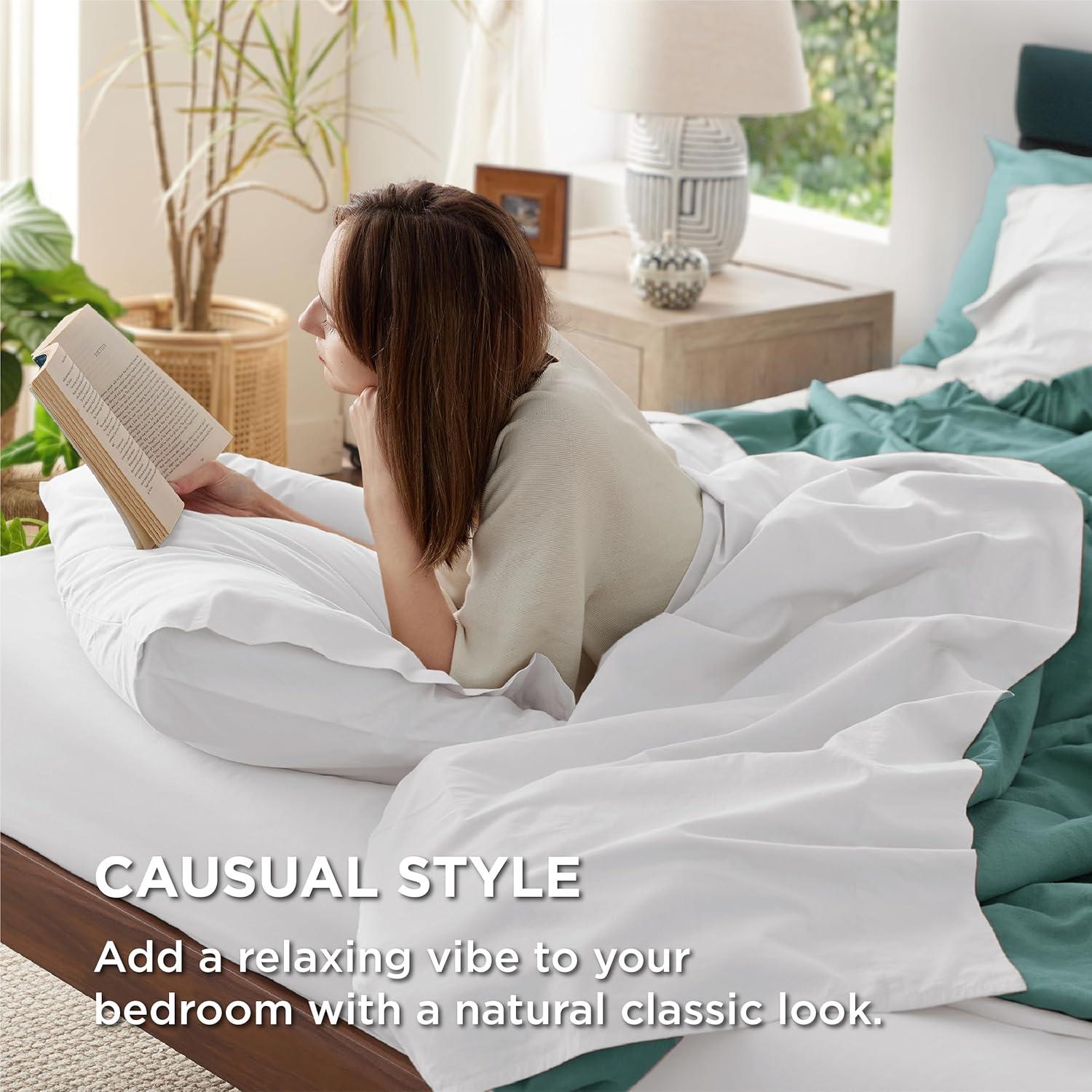 Juego de Sábanas Queen 100% Algodón Bedsure Blanco 4 Piezas