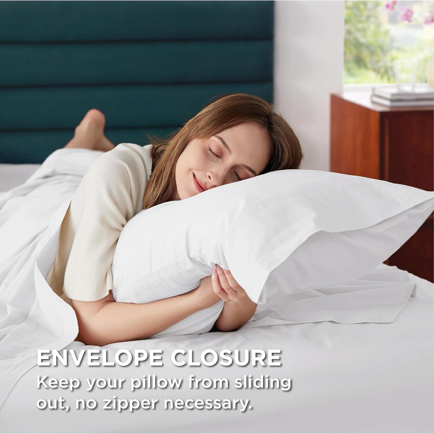 Juego de Sábanas Queen 100% Algodón Bedsure Blanco 4 Piezas