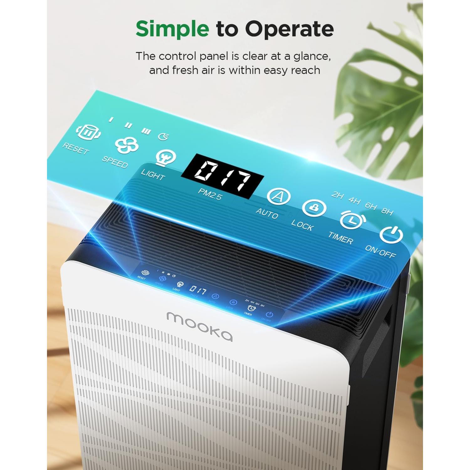Purificador de Aire MOOKA C300 para Habitaciones Grandes 260 m²