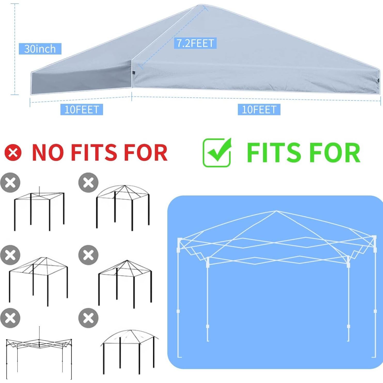 Cubierta de Reemplazo para Carpa 10x10 JOSIVIKY Gris Impermeable