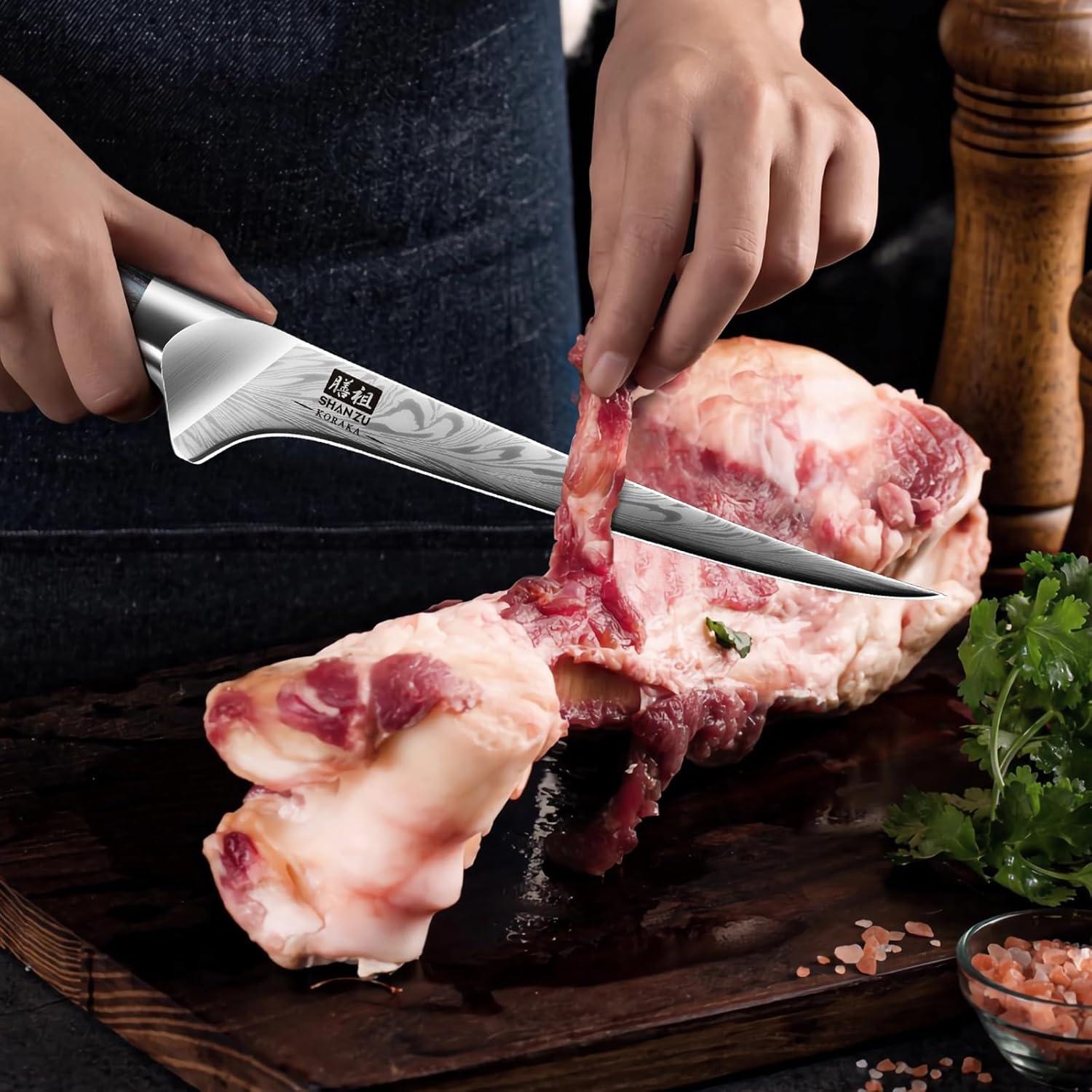 Cuchillo de Filete SHAN ZU 17.8 cm Acero Alto Carbono Pakkawood