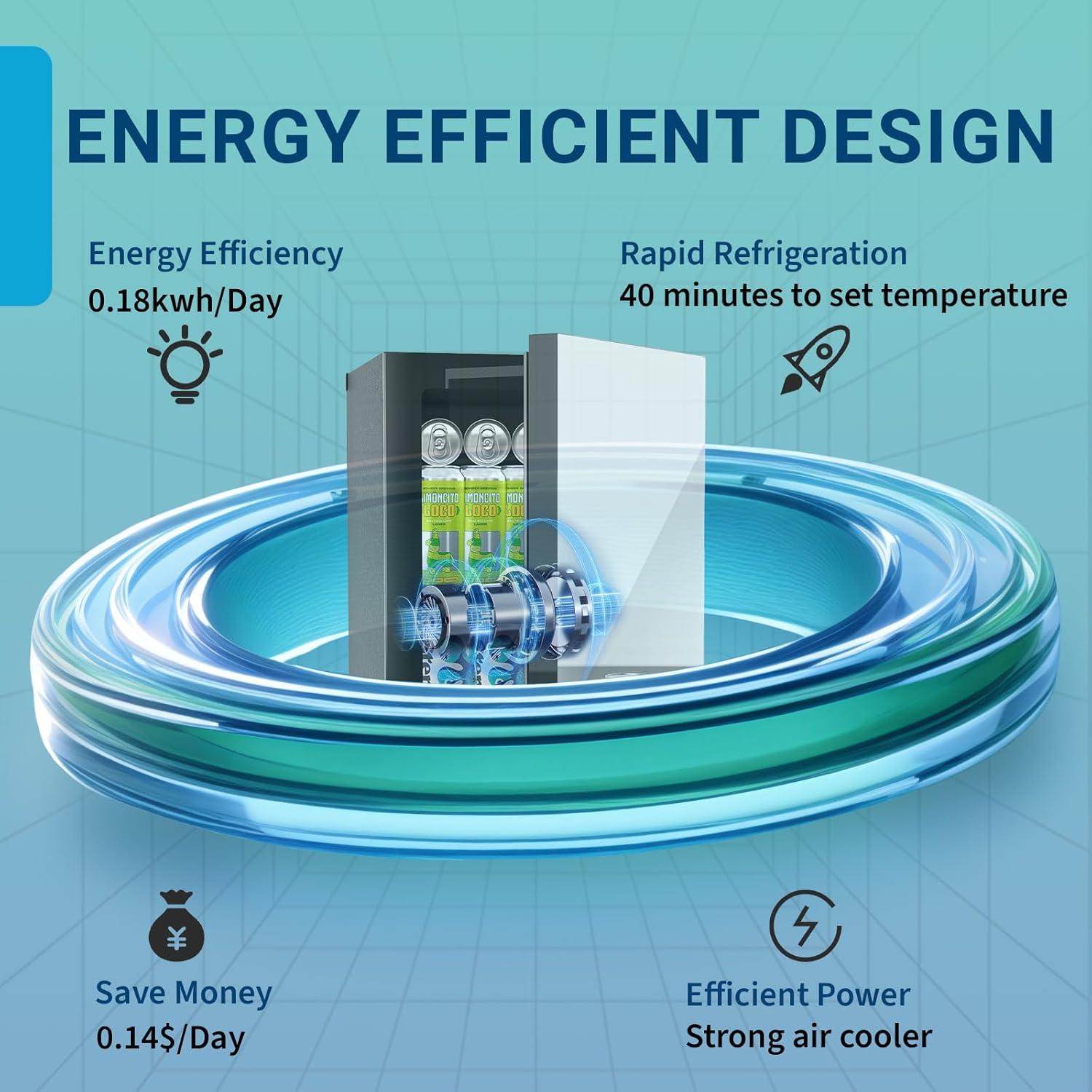 Mini Nevera Erivess 0.9 Pies Cúbicos con Espejo - 24 Latas