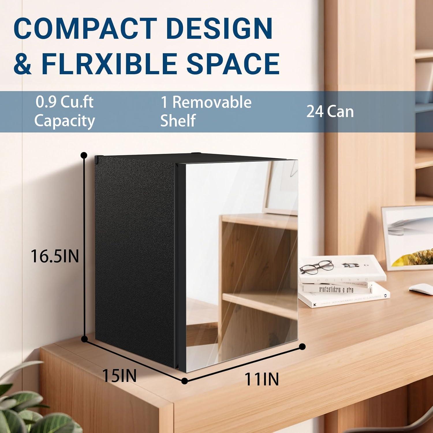 Mini Nevera Erivess 0.9 Pies Cúbicos con Espejo - 24 Latas