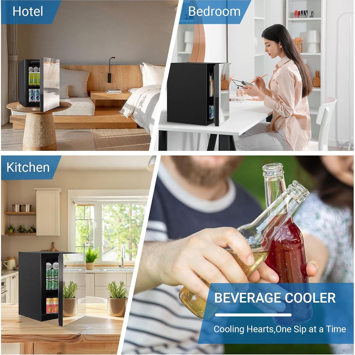 Mini Nevera Erivess 0.9 Pies Cúbicos con Espejo - 24 Latas