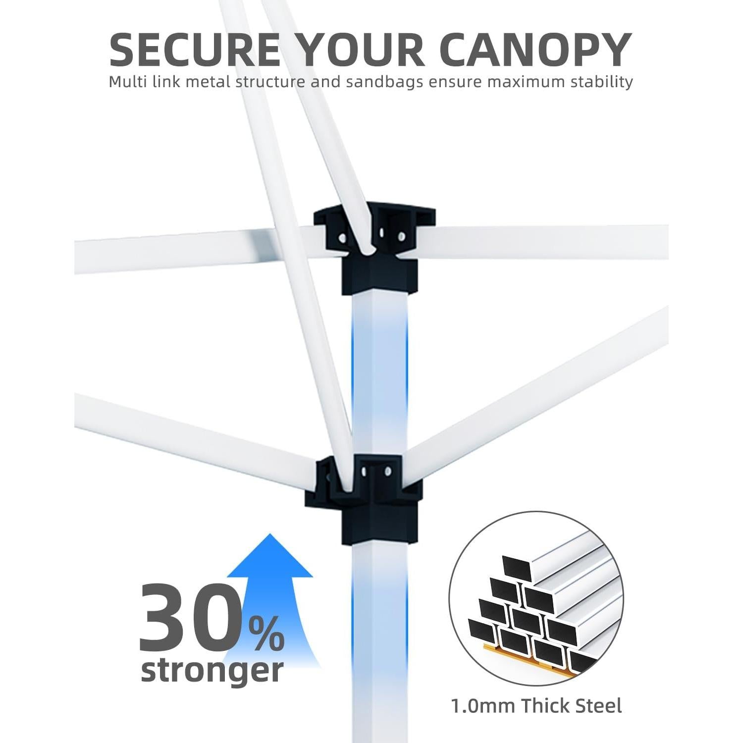 Carpa Pop-Up VORTEXTOVE 3.05x3.05m Impermeable Ajustable Negra