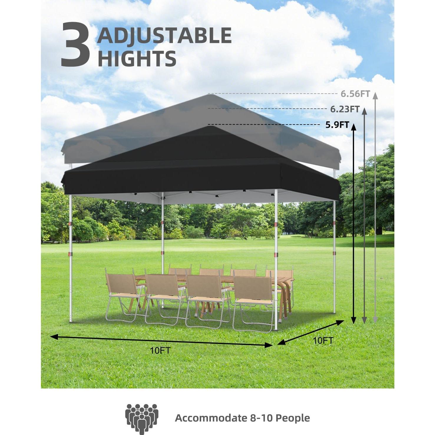 Carpa Pop-Up VORTEXTOVE 3.05x3.05m Impermeable Ajustable Negra