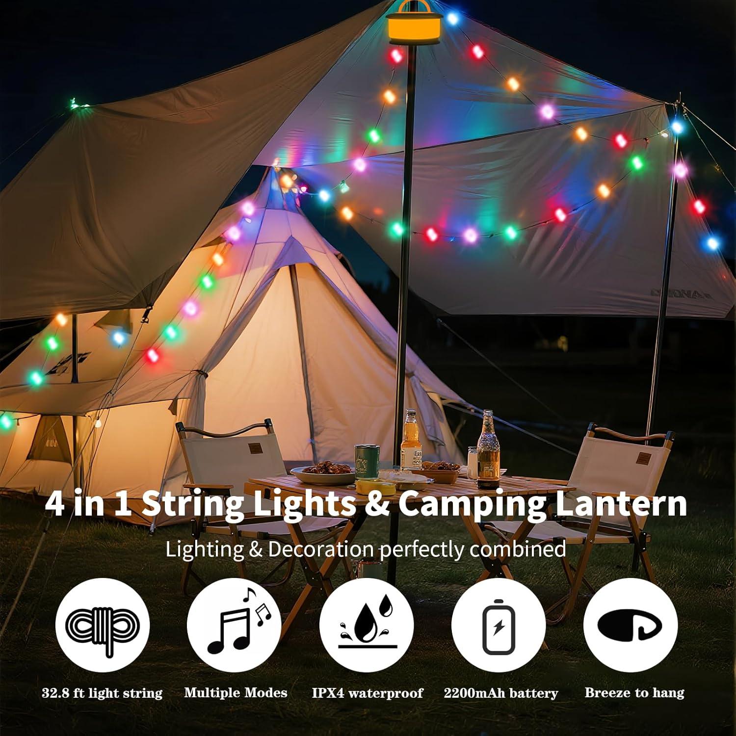 Luces de Camping ROFGYN 10m RGB Recargables 19 Modos