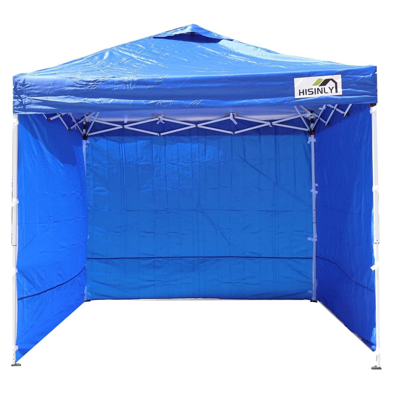 Carpa Pop Up Hisinly 2.44x2.44m Impermeable Azul con 3 Paredes