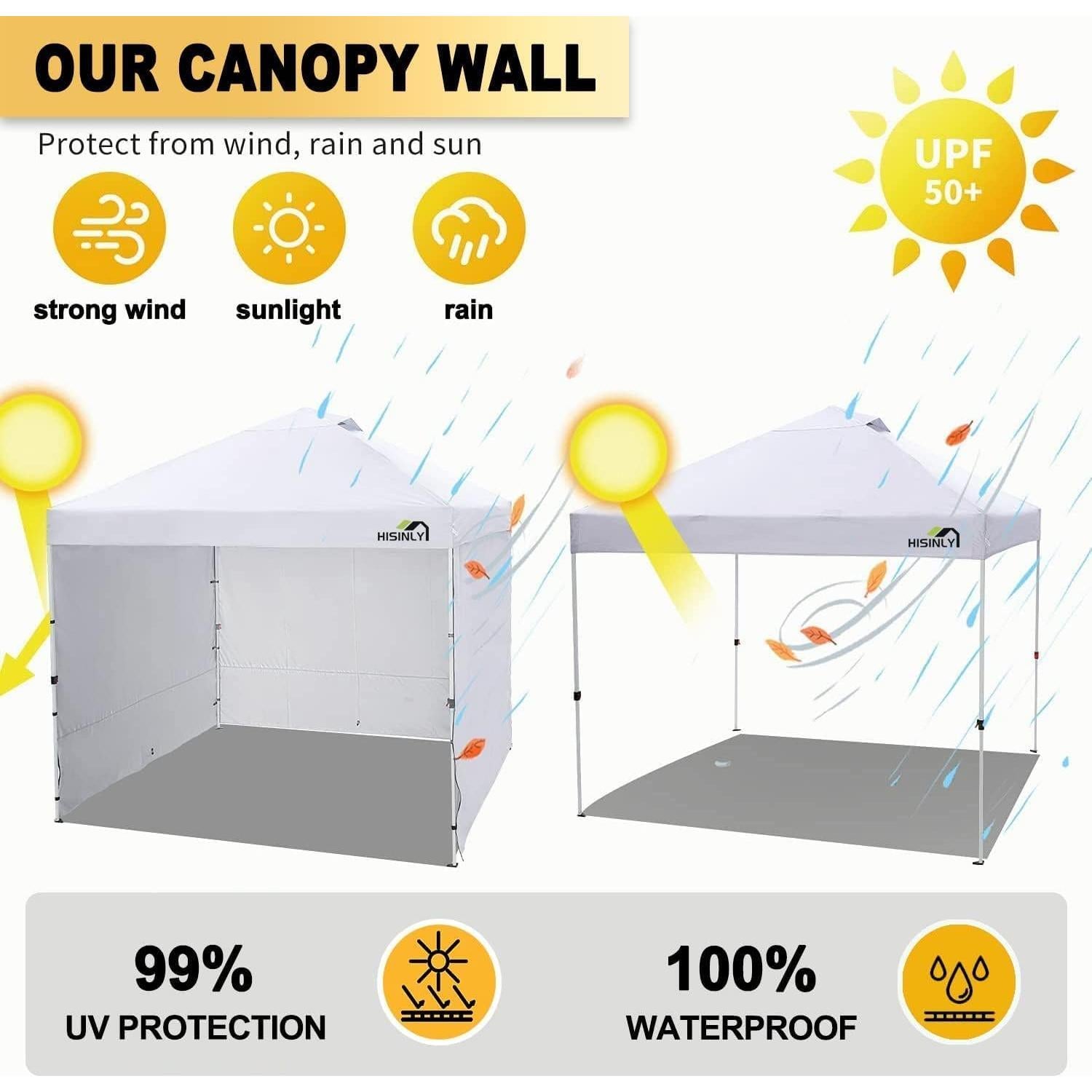 Carpa Pop Up Hisinly 2.44x2.44m Impermeable Azul con 3 Paredes