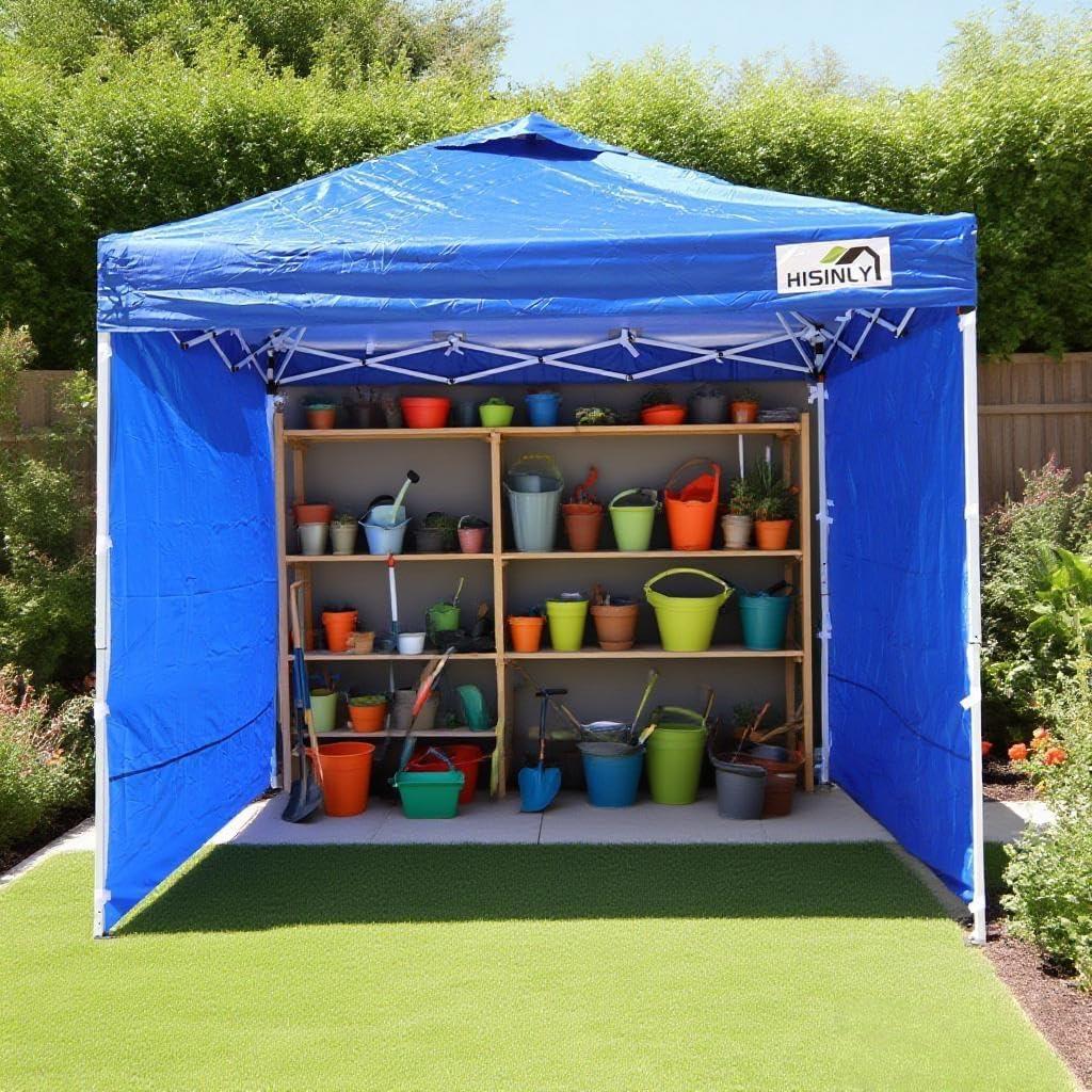 Carpa Pop Up Hisinly 2.44x2.44m Impermeable Azul con 3 Paredes
