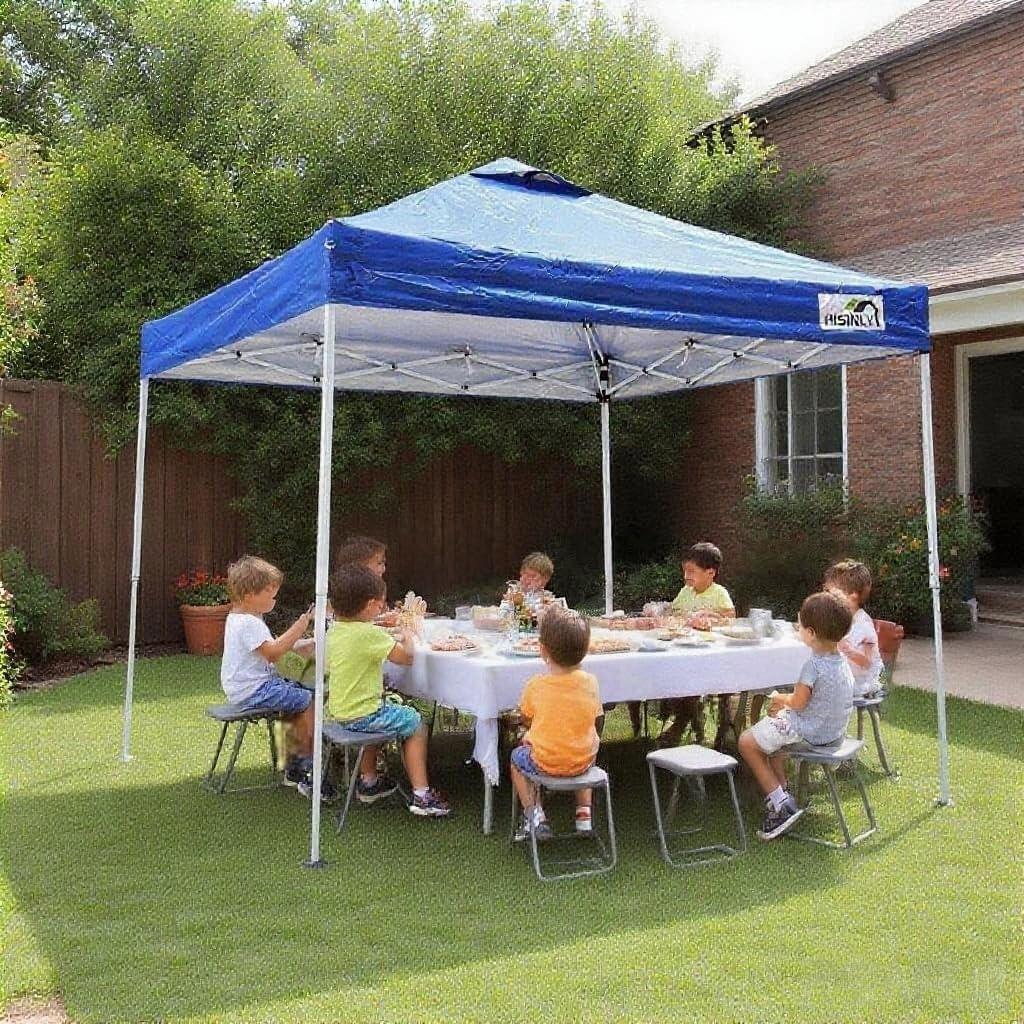 Carpa Pop Up Hisinly 2.44x2.44m Impermeable Azul con 3 Paredes