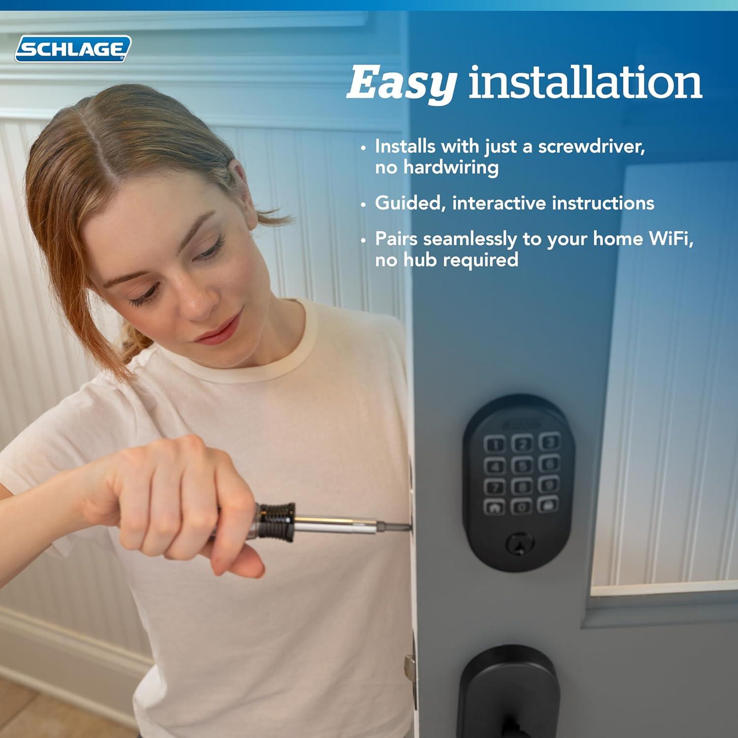 Cerradura Inteligente Schlage Arrive WiFi Camelot, Negro Mate