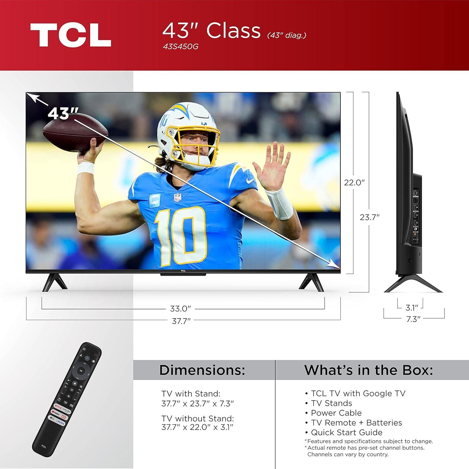 Televisor Inteligente TCL 43" 4K UHD con Google TV y Dolby Atmos