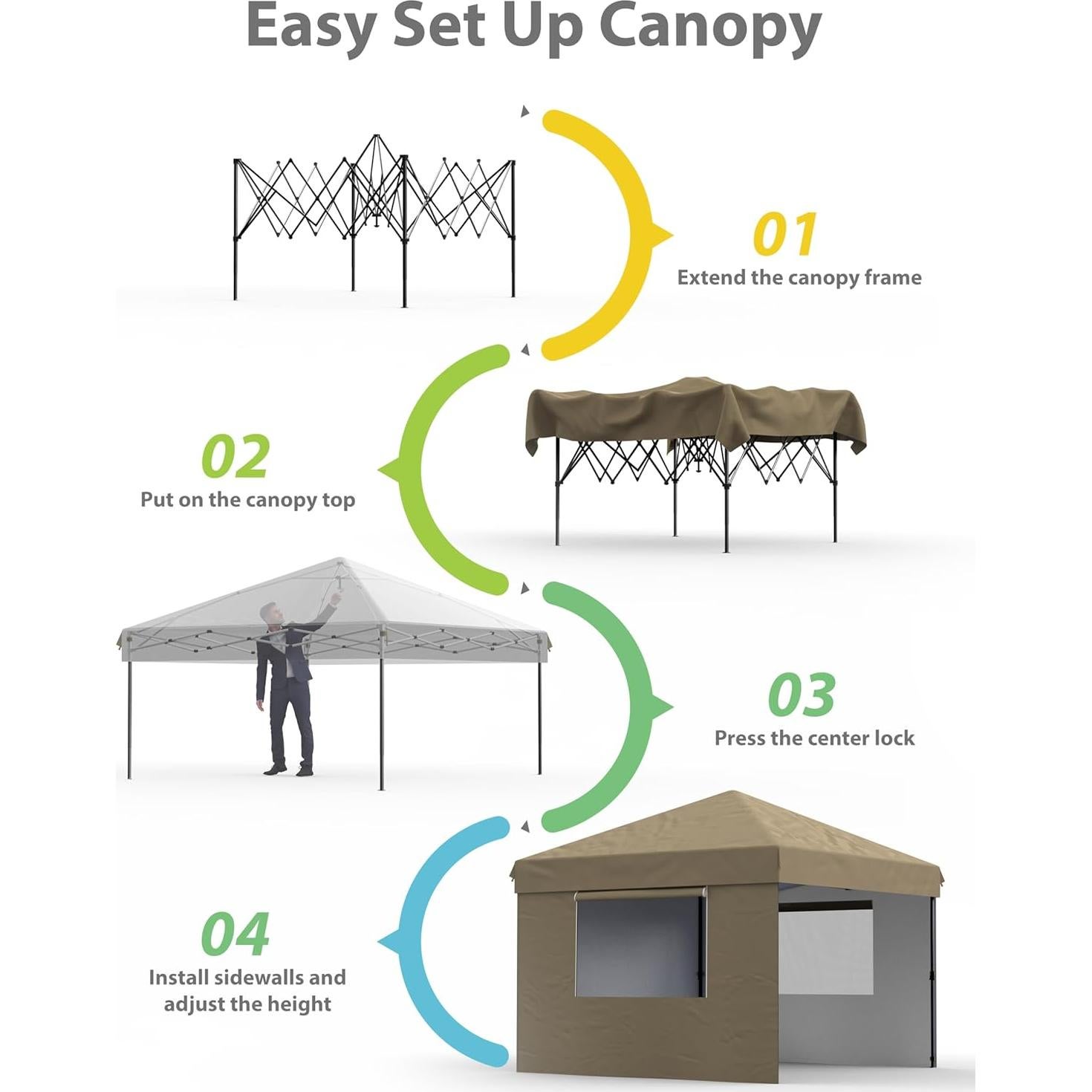 Carpa Plegable Garvee 3x3m Caqui Resistente UV y Agua