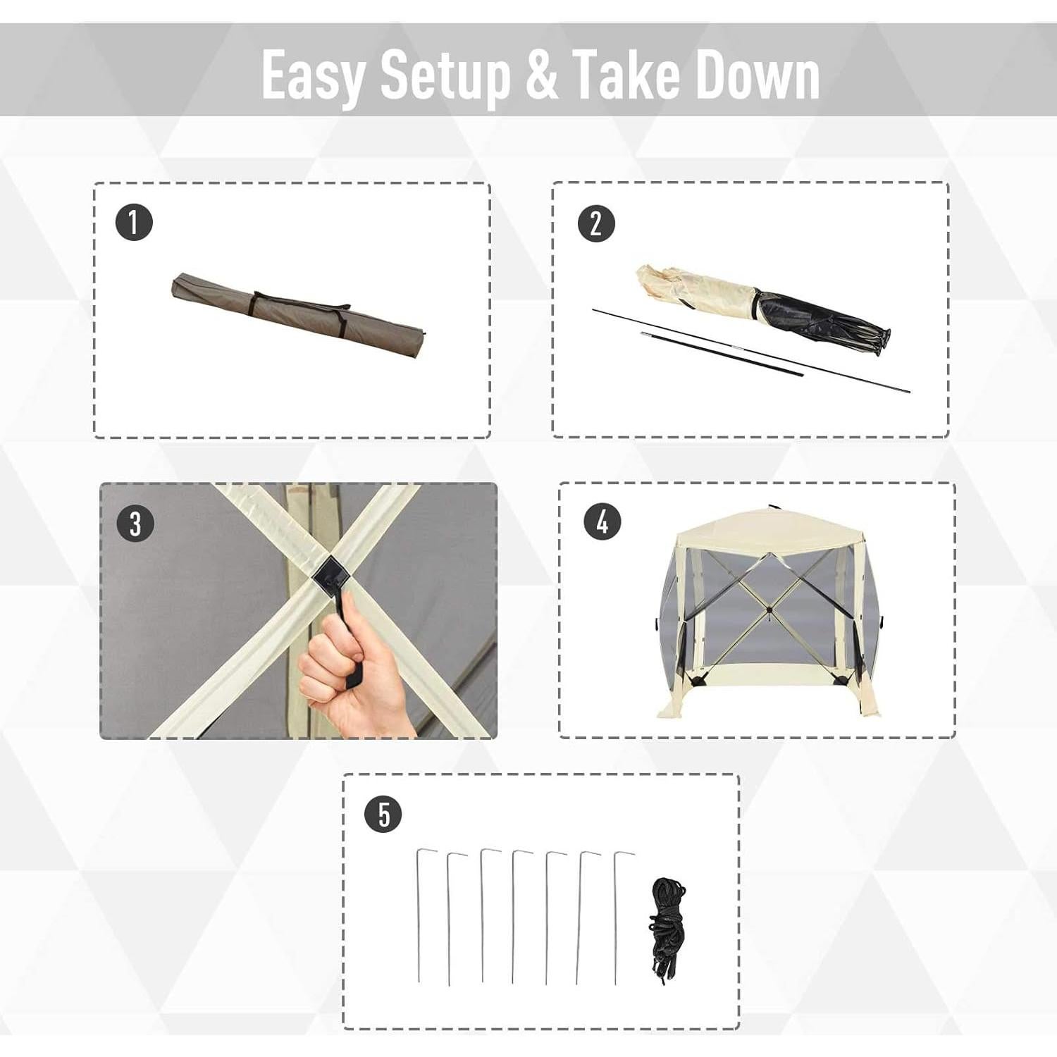 Carpa Plegable Outsunny 2.13x2.13m Beige para Camping