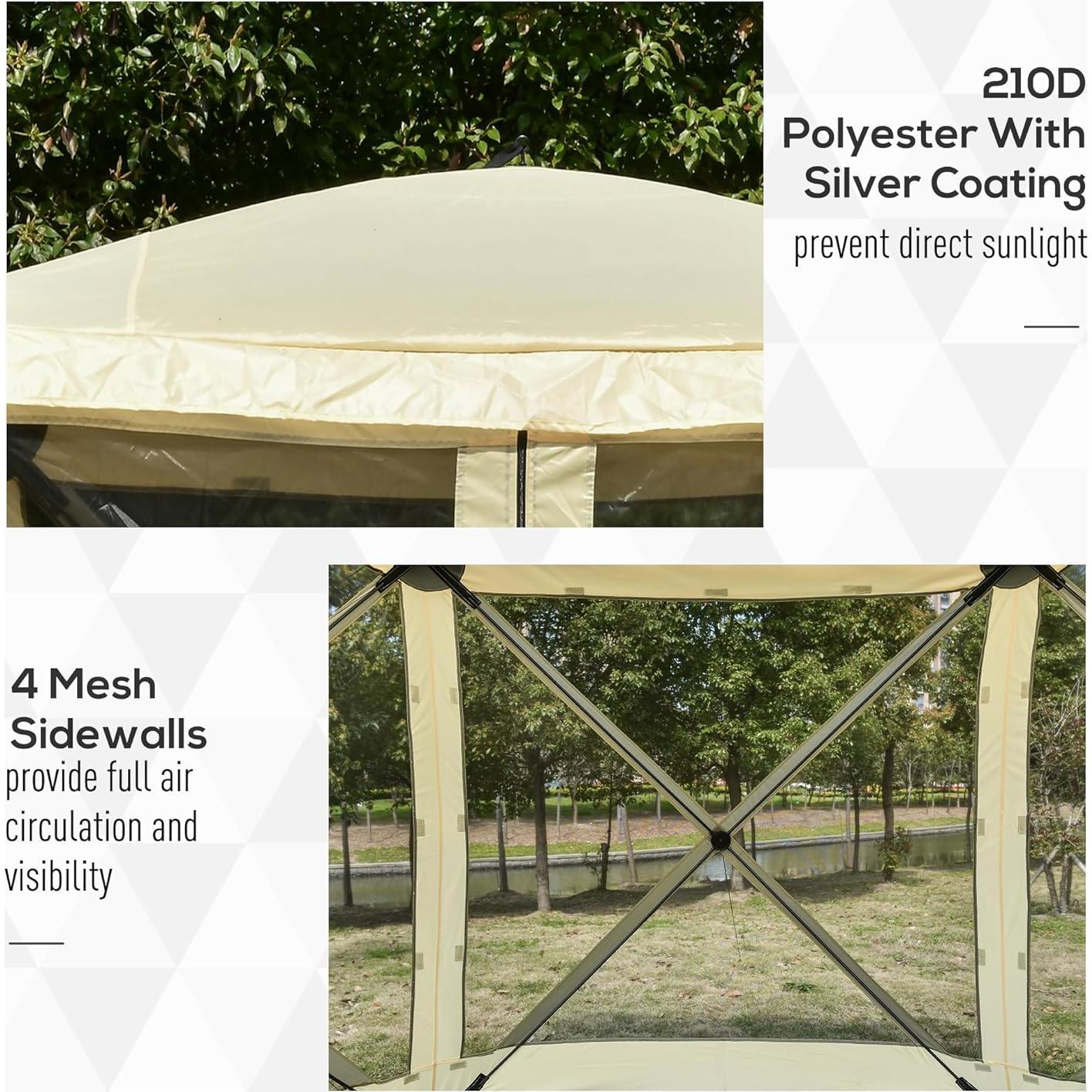 Carpa Plegable Outsunny 2.13x2.13m Beige para Camping