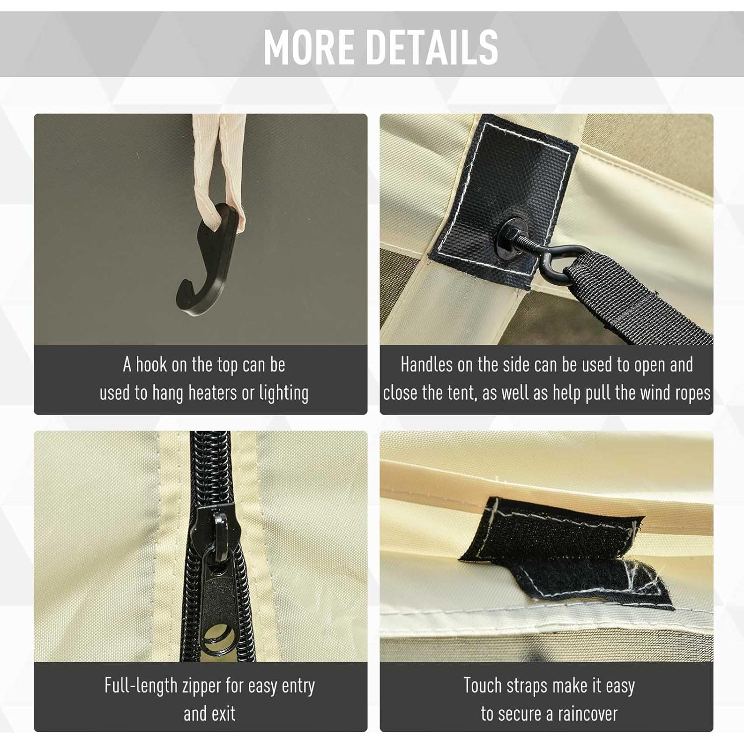 Carpa Plegable Outsunny 2.13x2.13m Beige para Camping