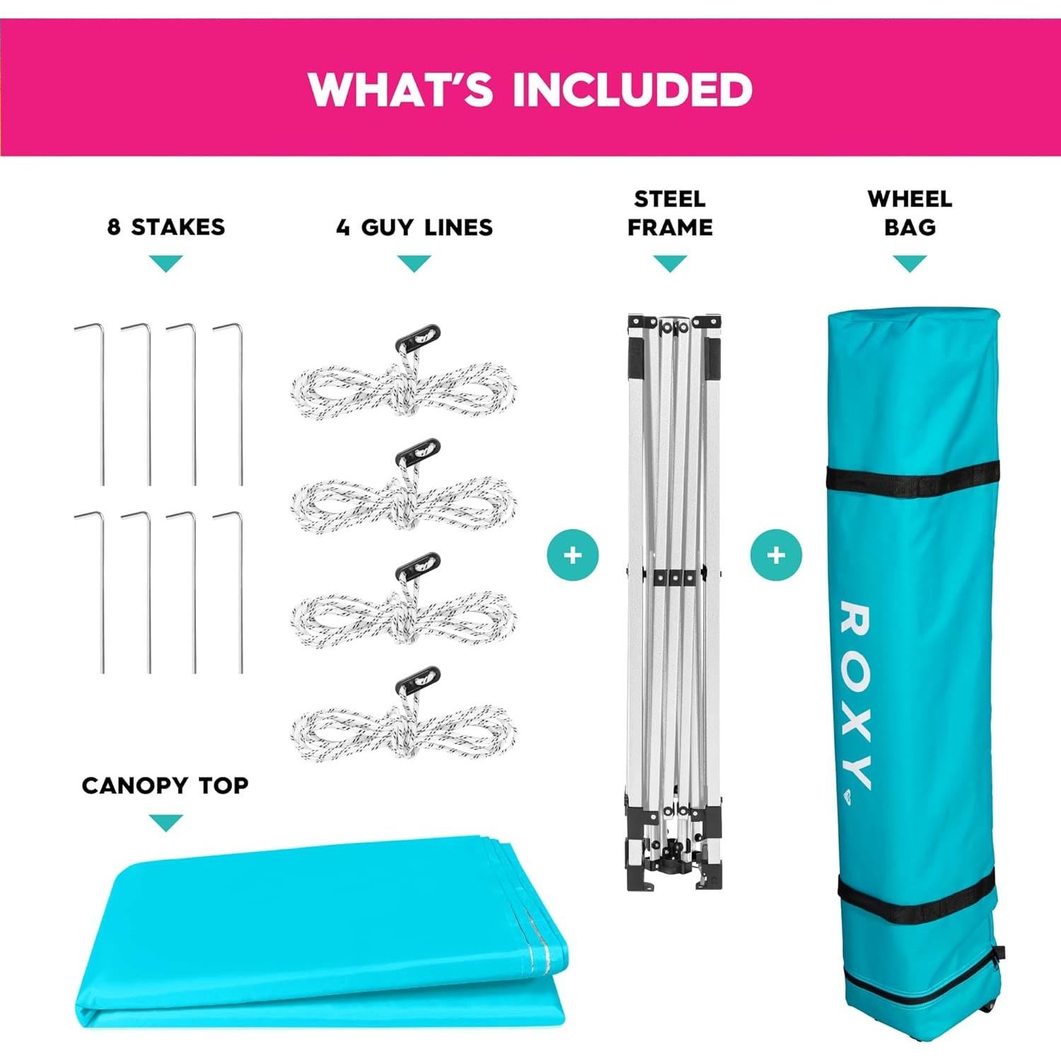 Carpa Plegable Roxy 10x10 UPF 50+ Verde Azulado Resistente