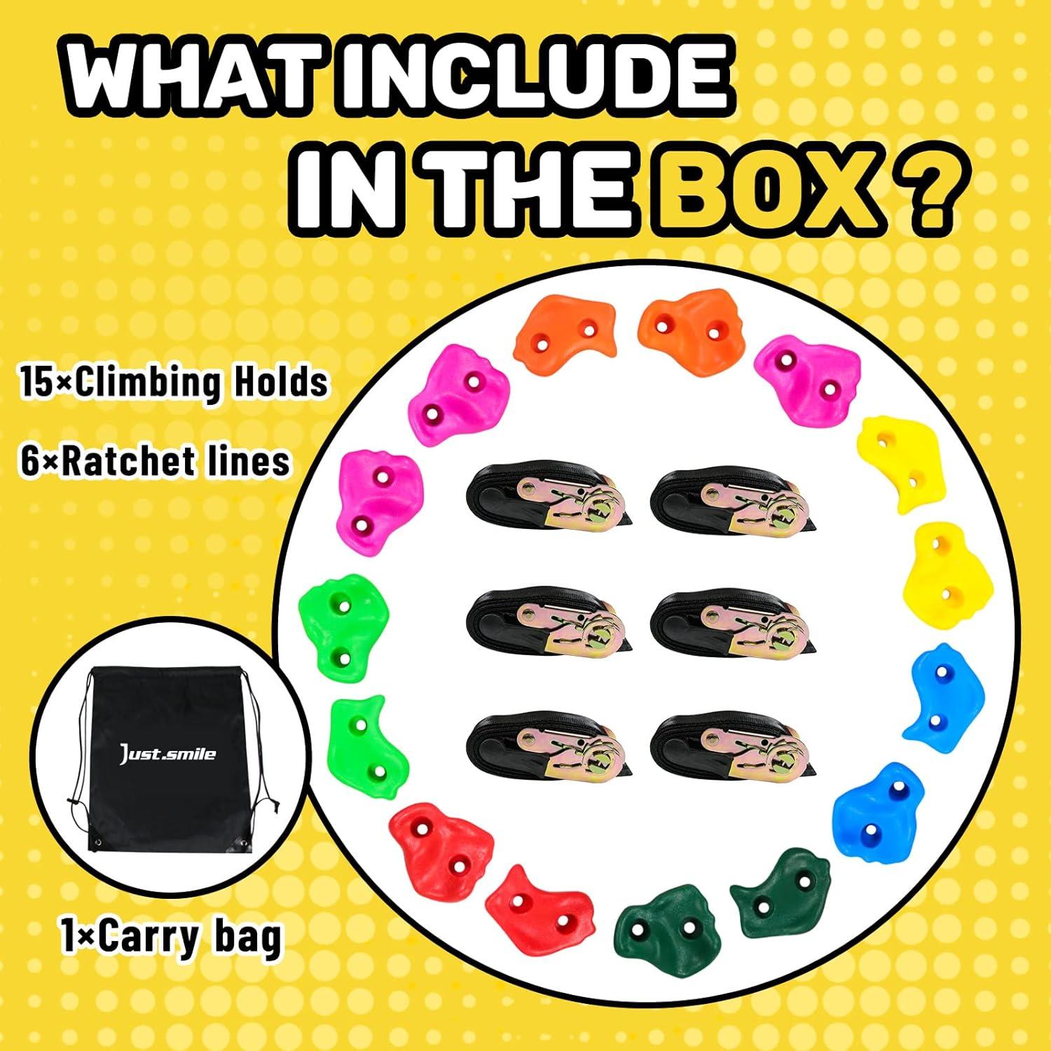 Agarres de Escalada para Niños Just.smile 15 Pcs con Correas