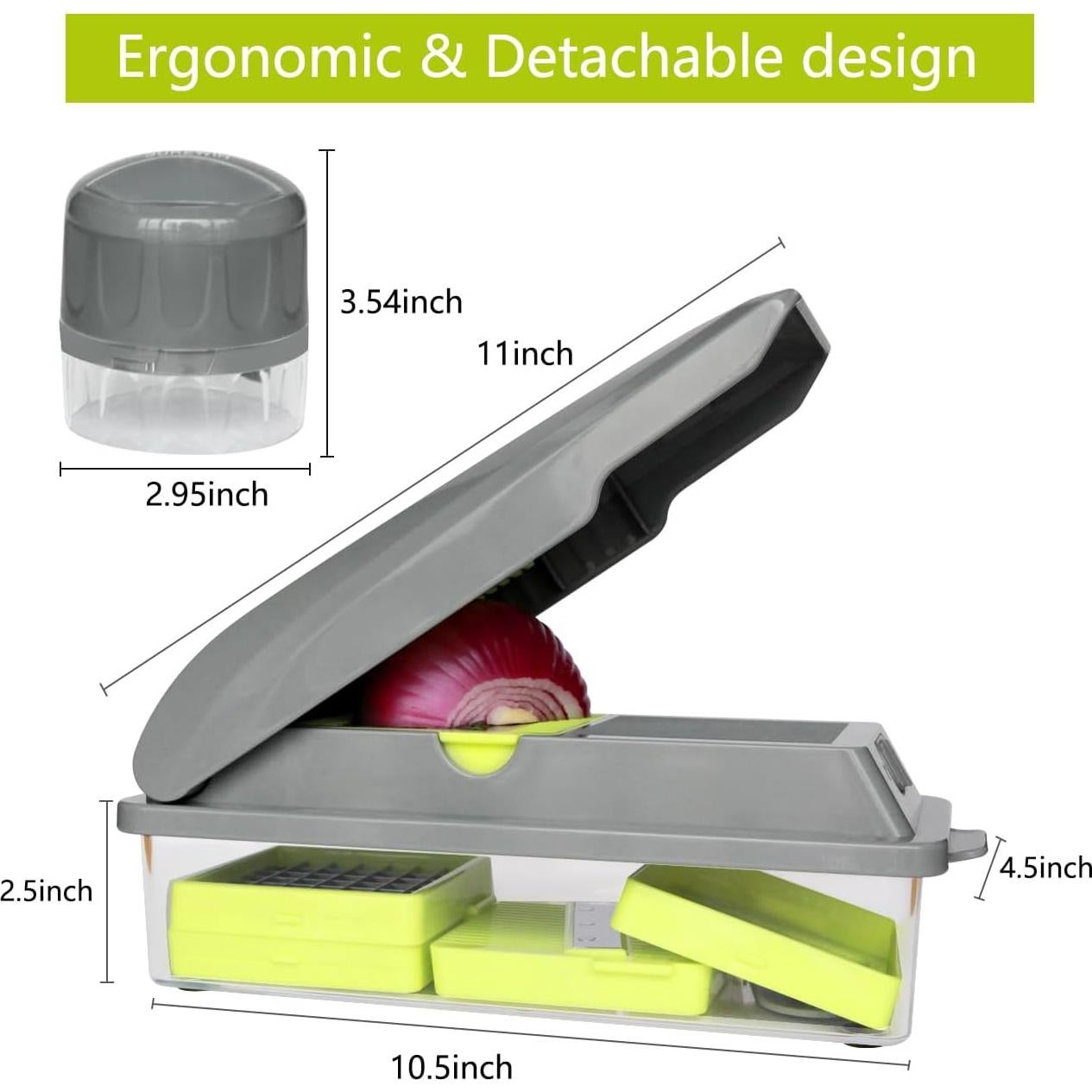 Picador de Verduras LHS 9 en 1 con 5 Cuchillas y Espiralizador