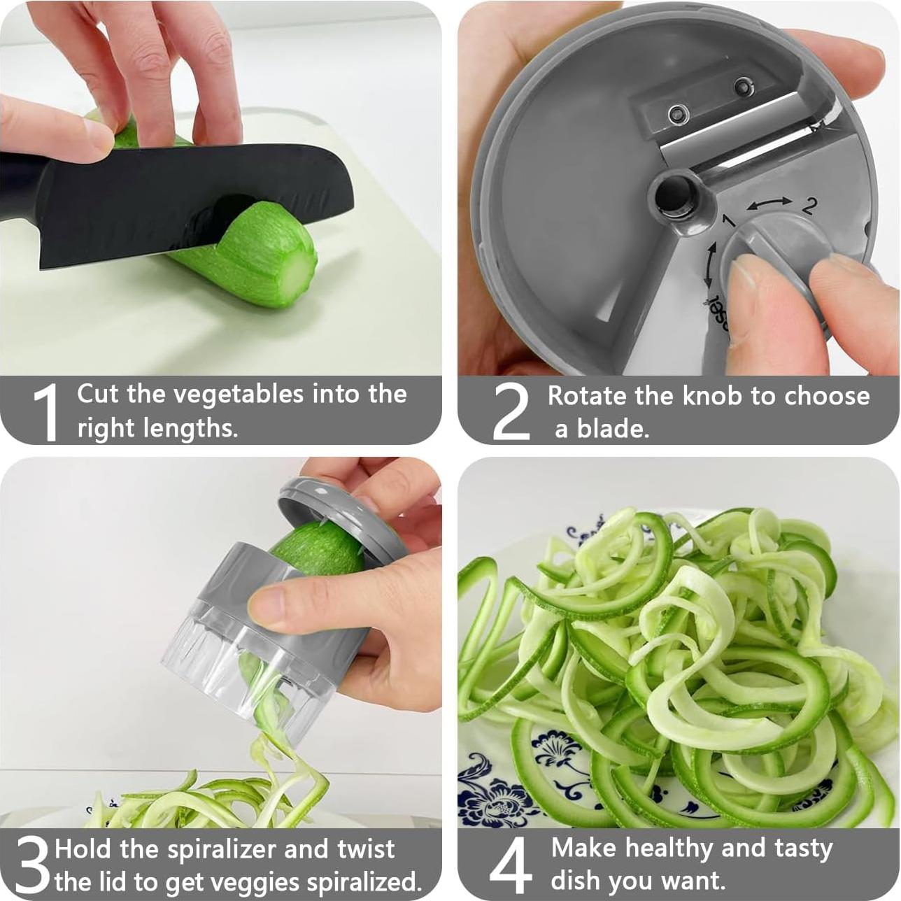 Picador de Verduras LHS 9 en 1 con 5 Cuchillas y Espiralizador