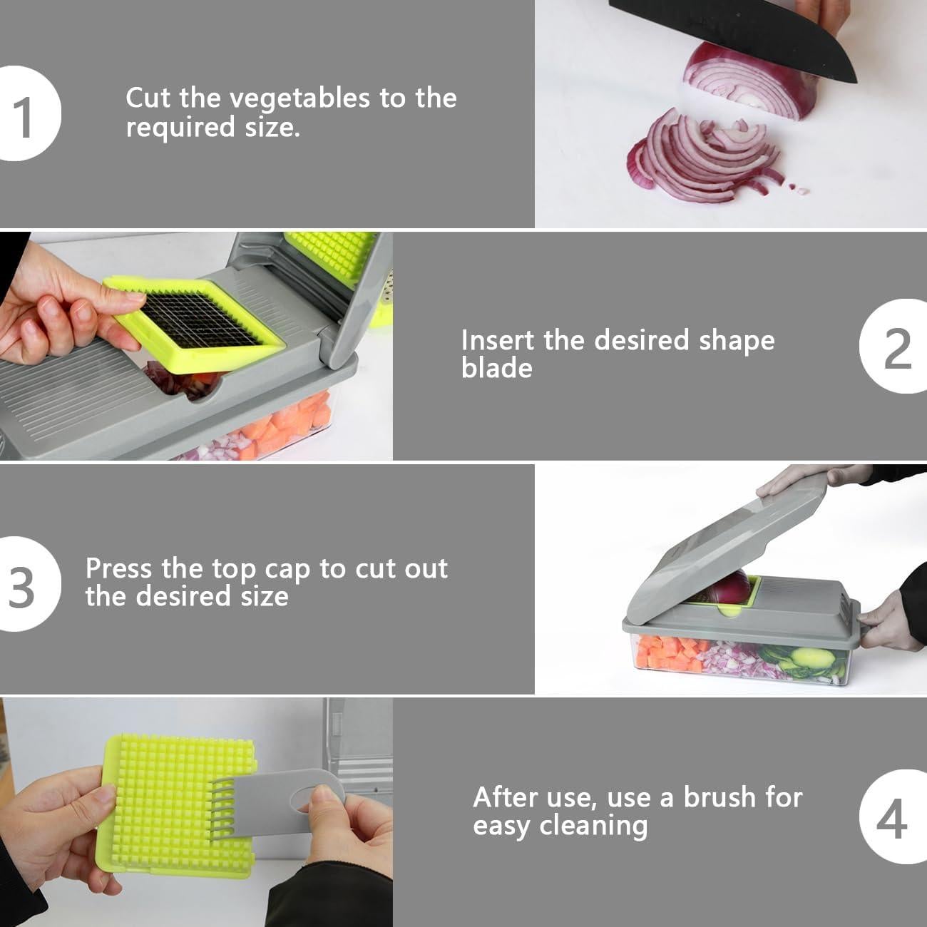 Picador de Verduras LHS 9 en 1 con 5 Cuchillas y Espiralizador