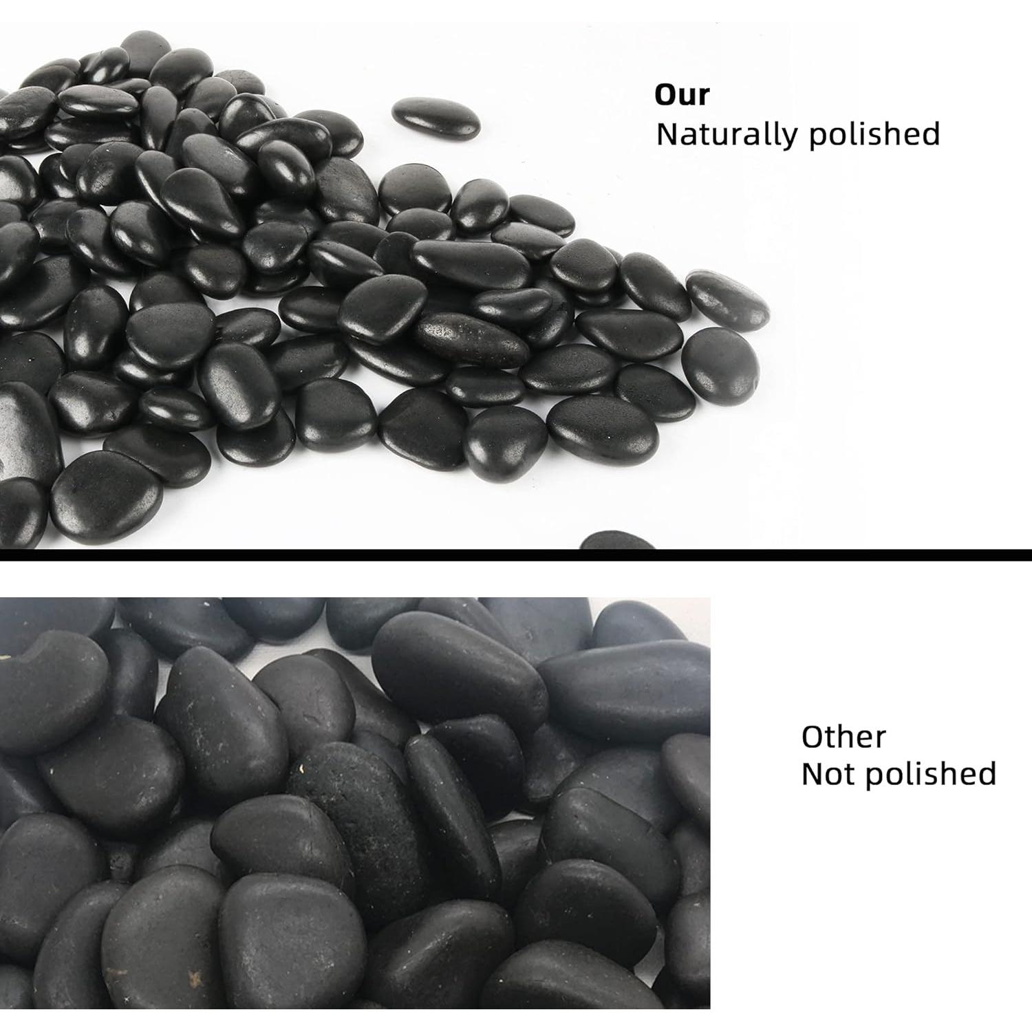 Piedras Negras Pulidas 8.16 kg 2.54 cm para Jardín y Acuario