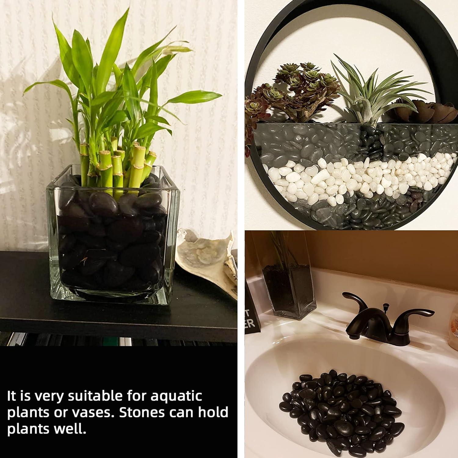 Piedras Negras Pulidas 8.16 kg 2.54 cm para Jardín y Acuario