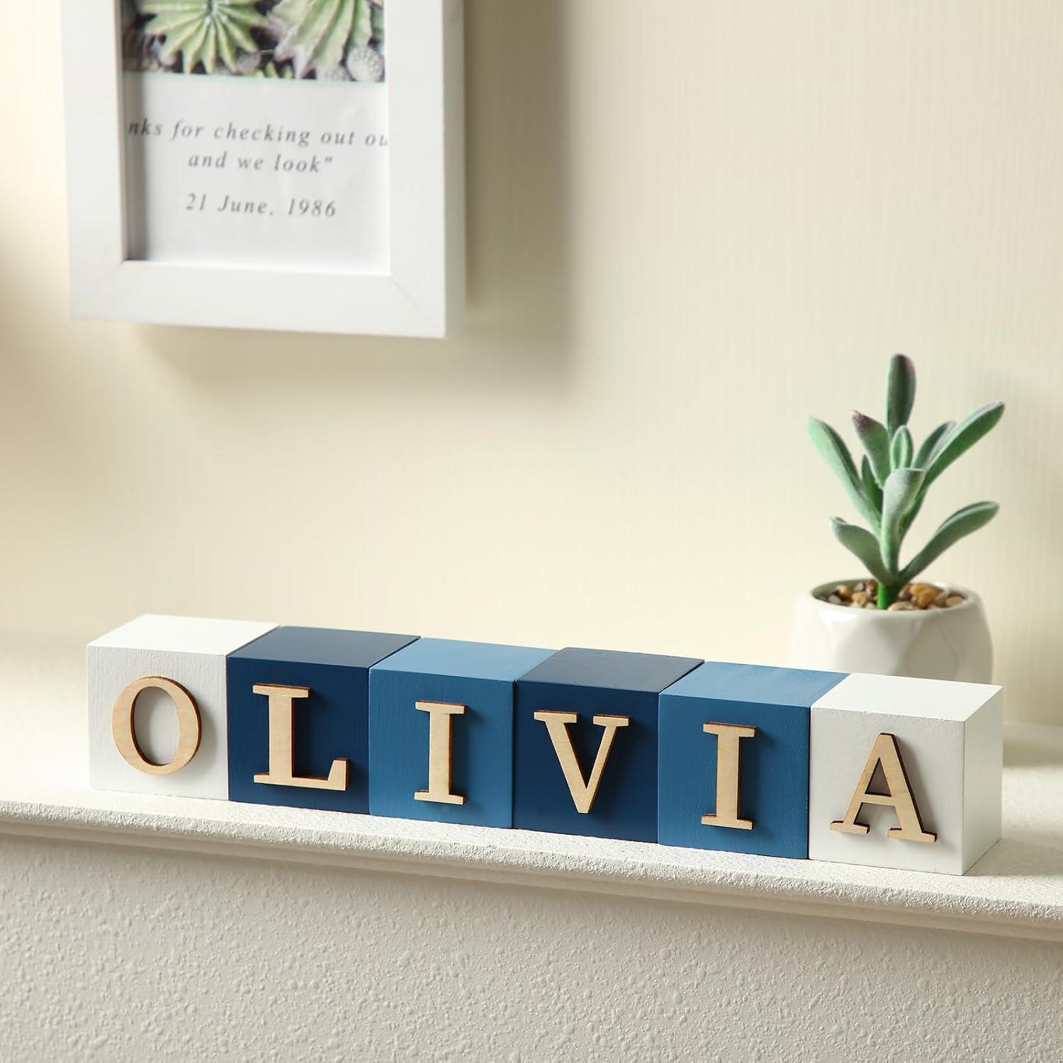 Bloques de Letras de Madera Personalizados Kigley - 8 Piezas