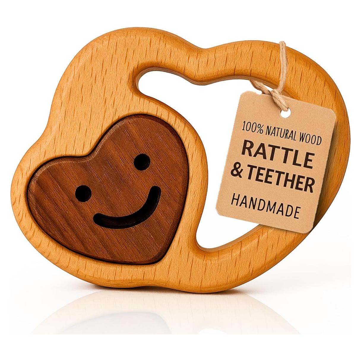 Juguete de Madera Natural Lovy para Dentición 0-6 Meses