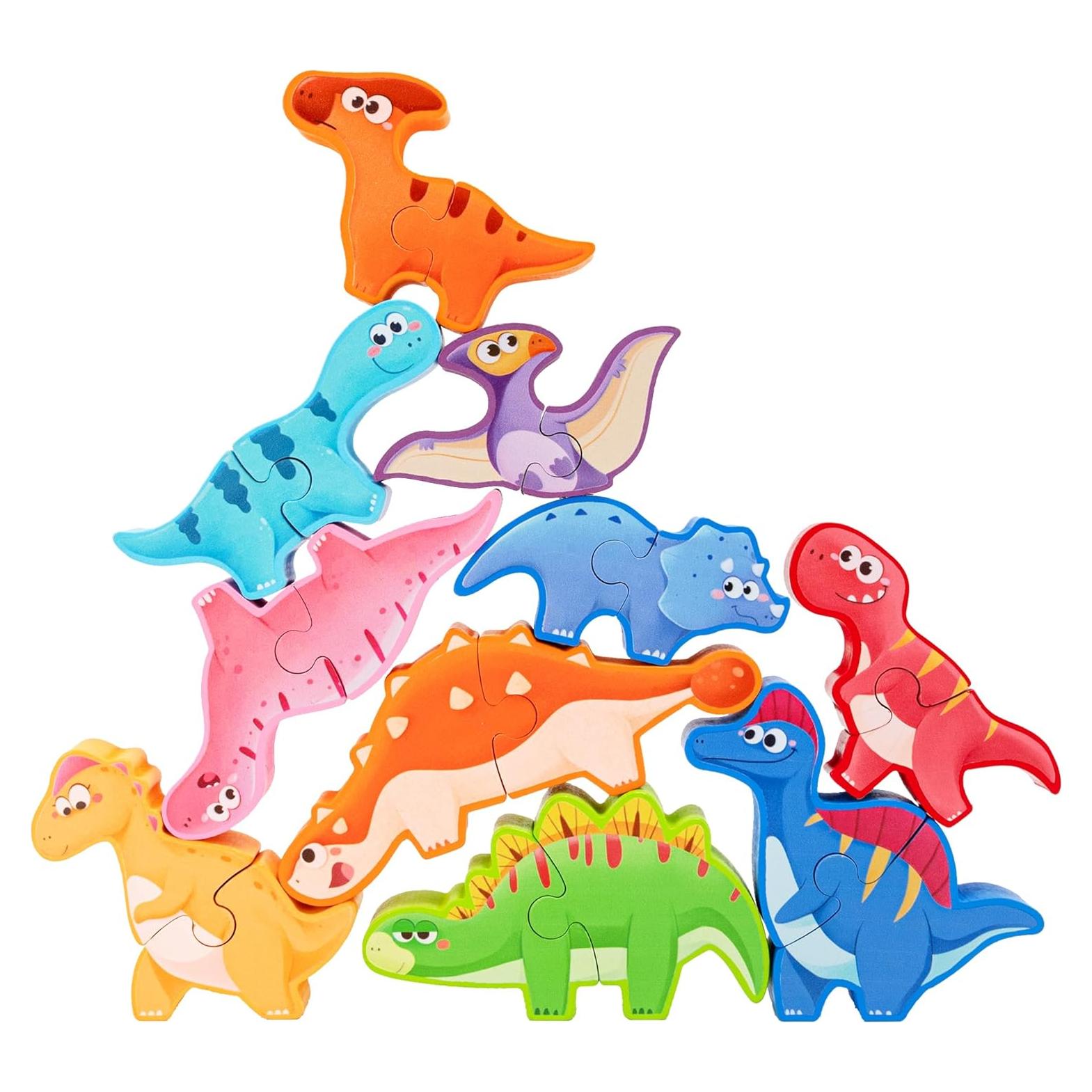 Juguete de Bloques Apilables de Madera YUNHE Dinosaurio A