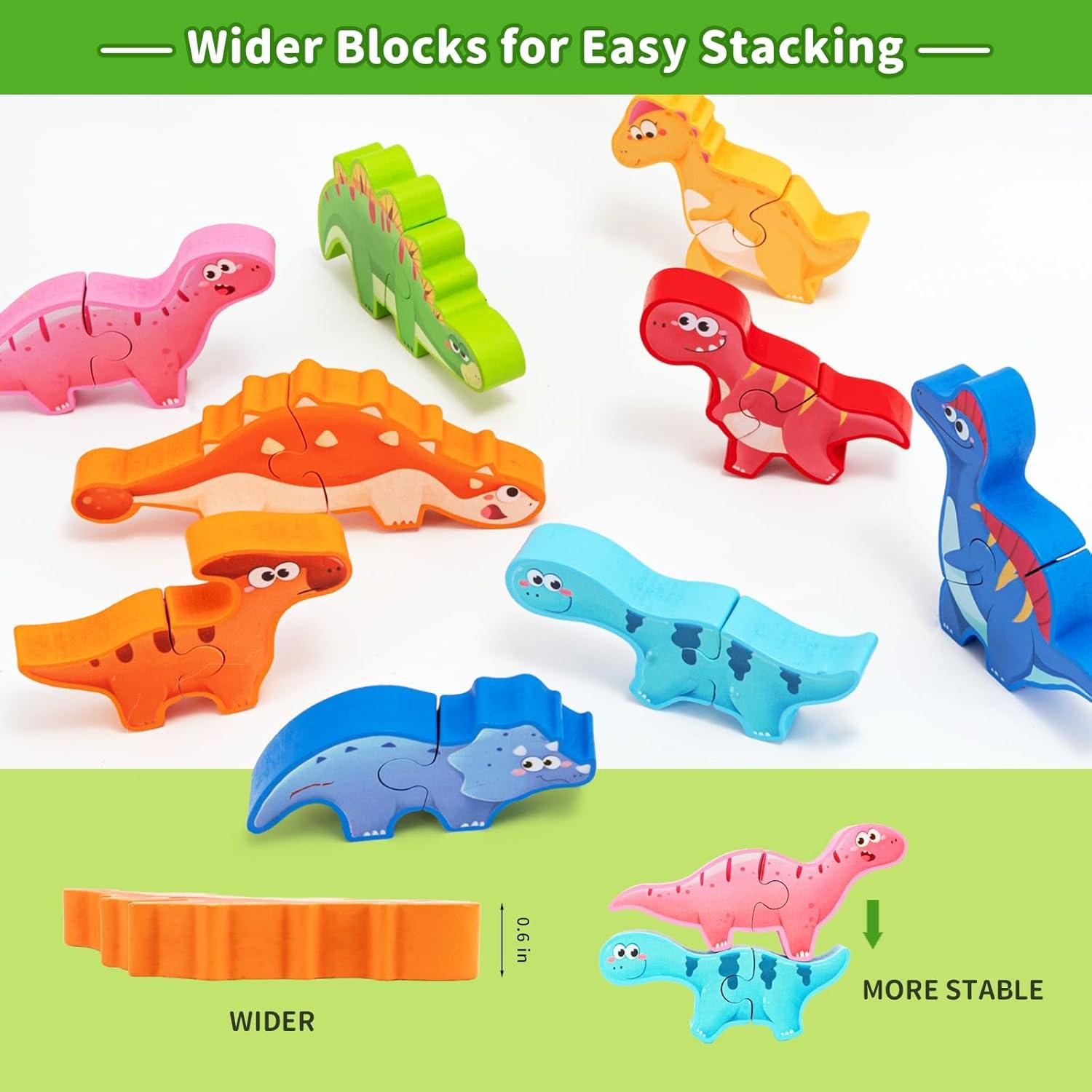 Juguete de Bloques Apilables de Madera YUNHE Dinosaurio A