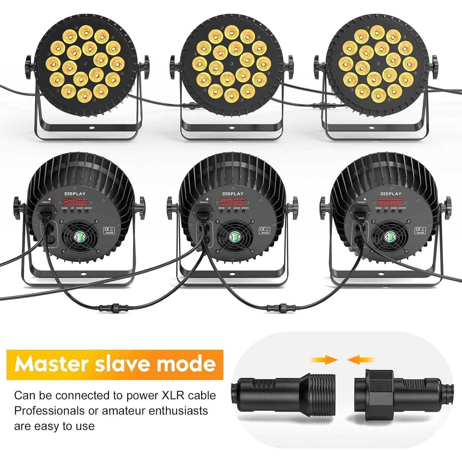 Luces Par LED U`King 18x12W RGBW para DJ y fiestas