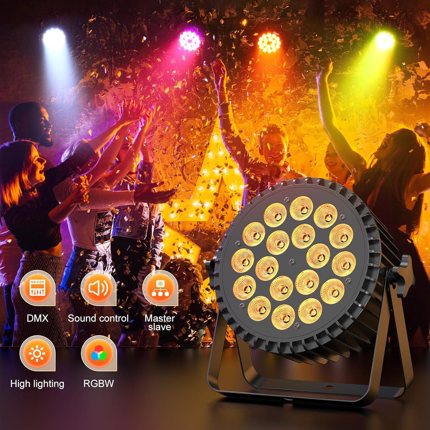 Luces Par LED U`King 18x12W RGBW para DJ y fiestas